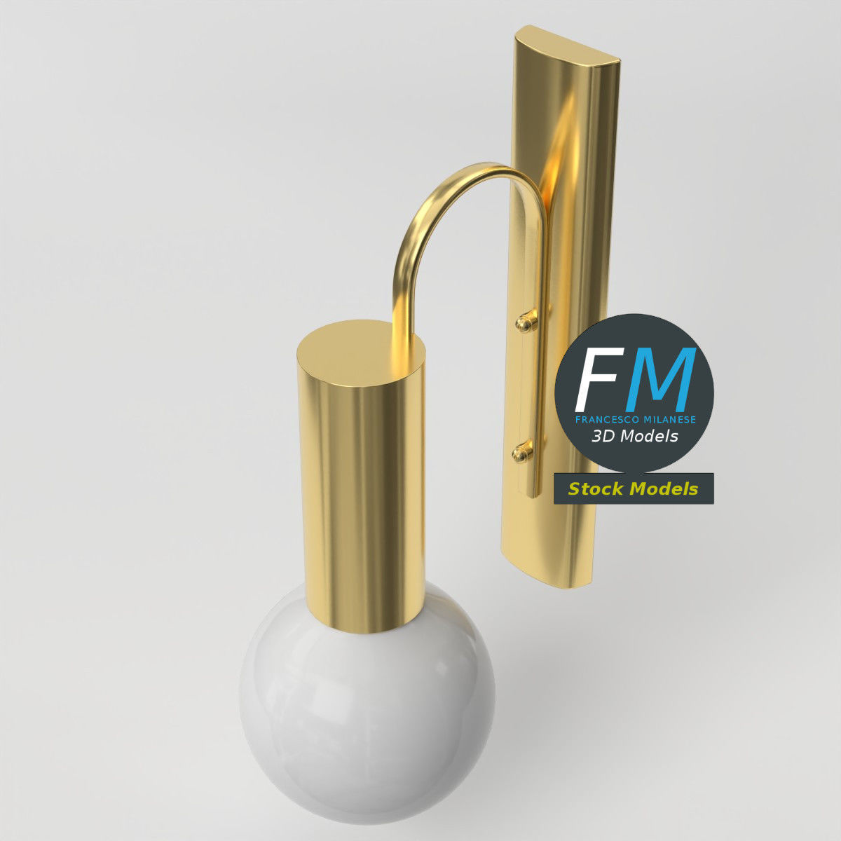 Brass globe wall sconce 3D model_5