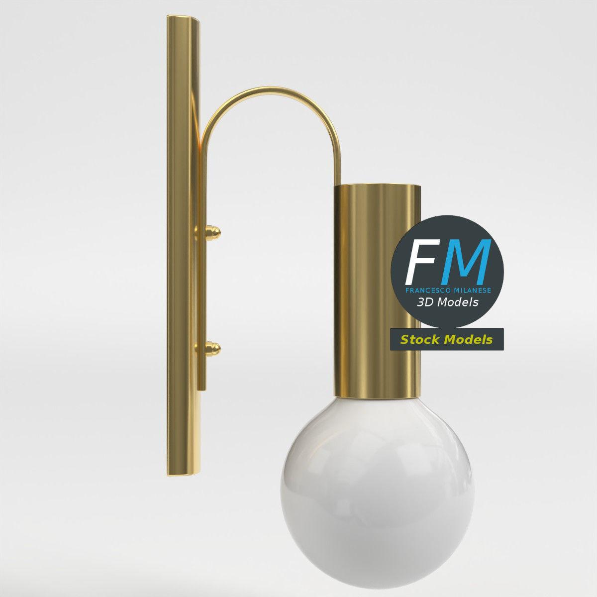Brass globe wall sconce 3D model_4