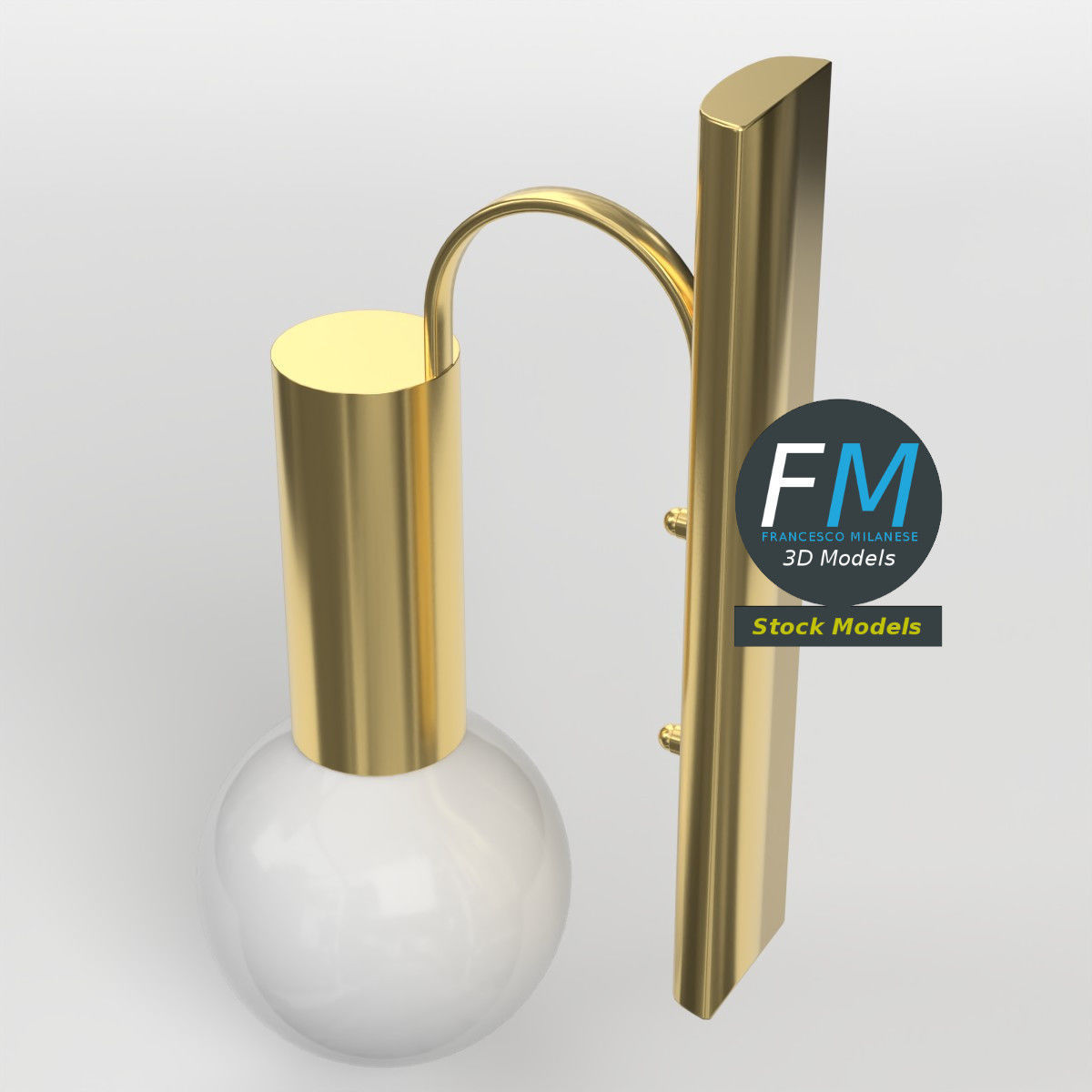 Brass globe wall sconce 3D model_2
