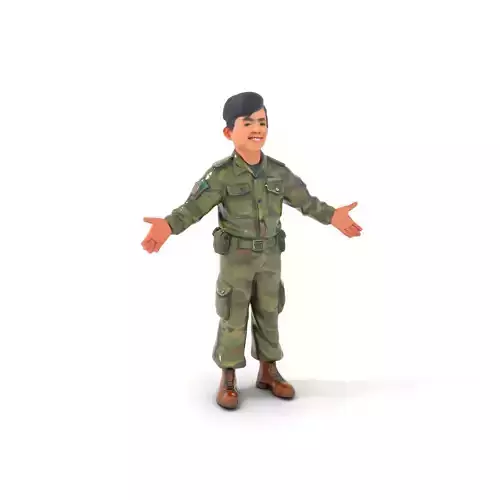 Young Soldier D Character Model  Rigged and Animated