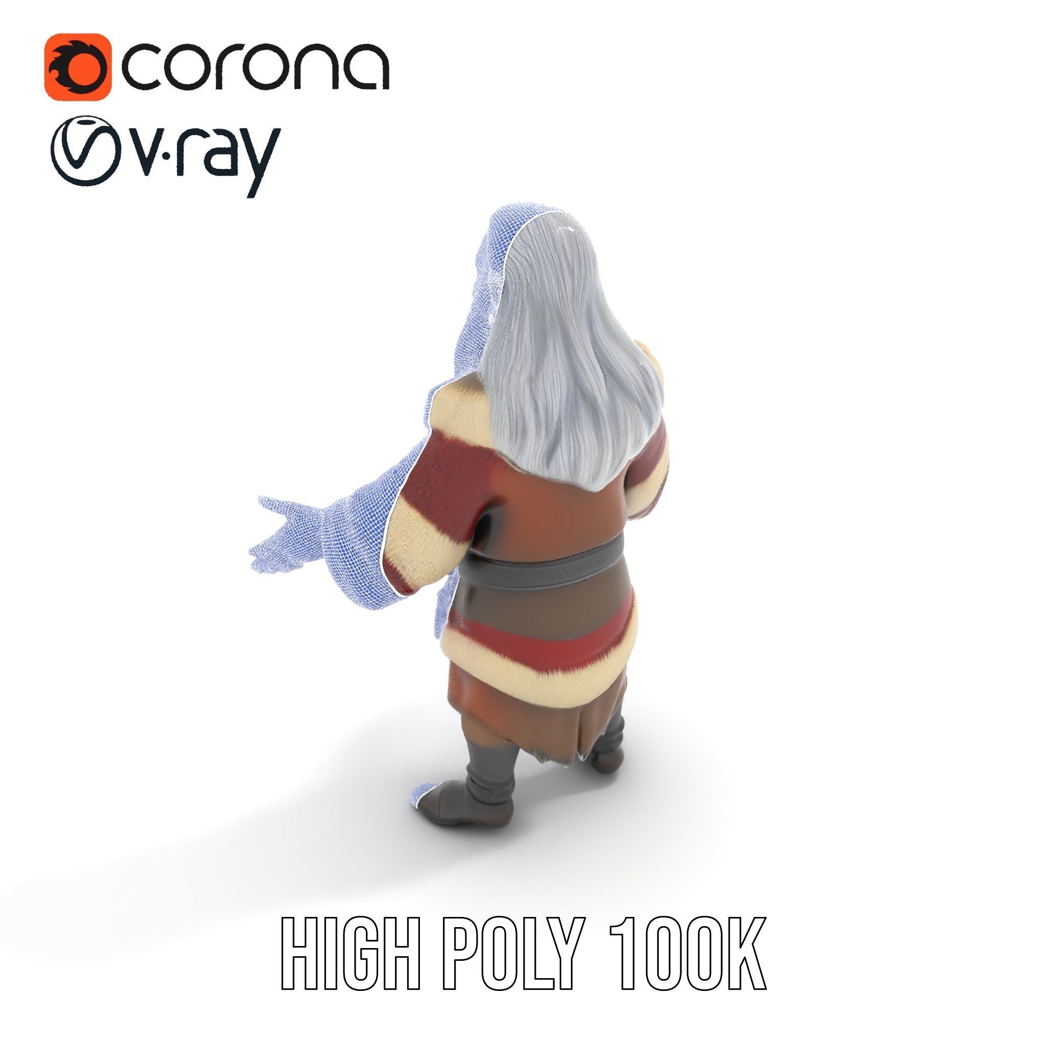 Ancient Elder Wise Wizard Rigged and Animated D Character Model Low-poly 3D model_31