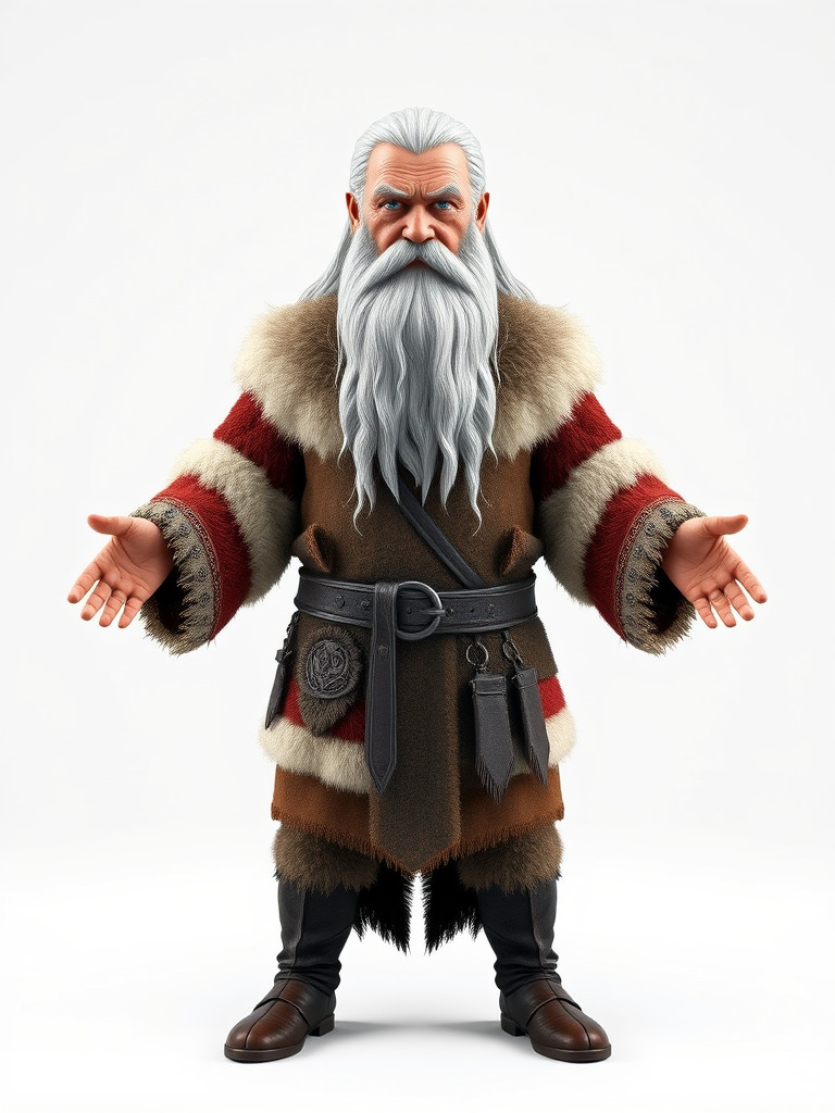 Ancient Elder Wise Wizard Rigged and Animated D Character Model Low-poly 3D model_2