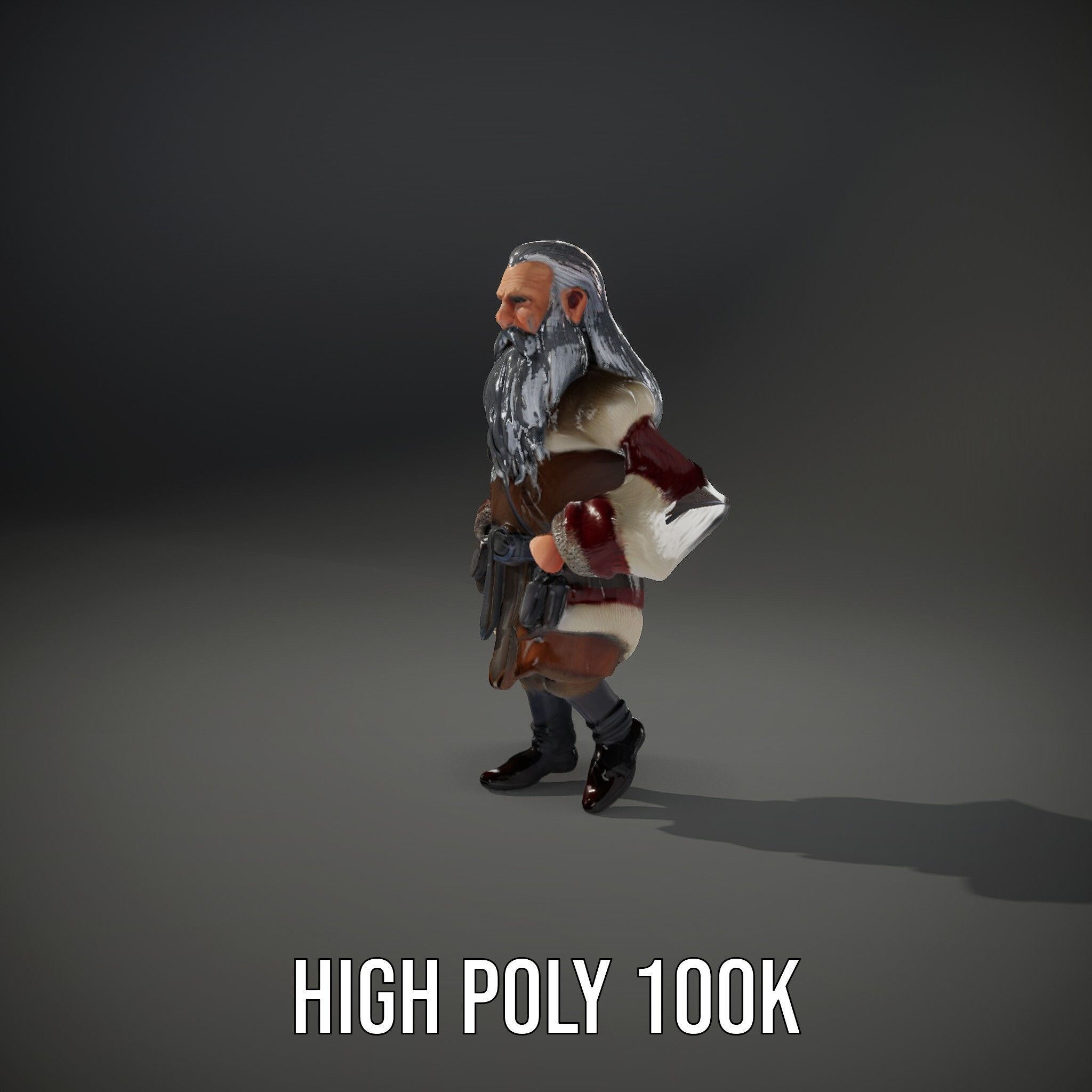 Ancient Elder Wise Wizard Rigged and Animated D Character Model Low-poly 3D model_19