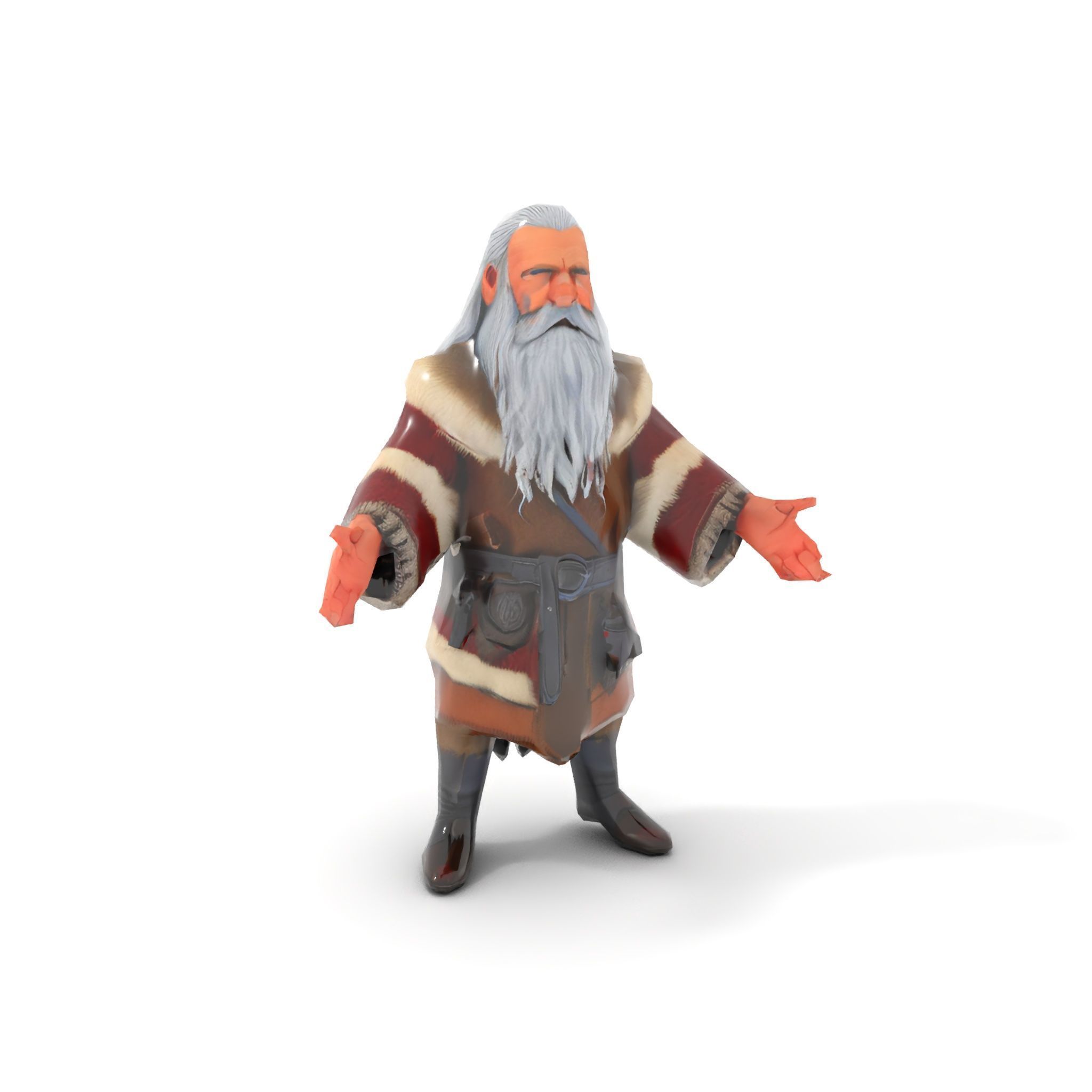 Ancient Elder Wise Wizard Rigged and Animated D Character Model Low-poly 3D model_7