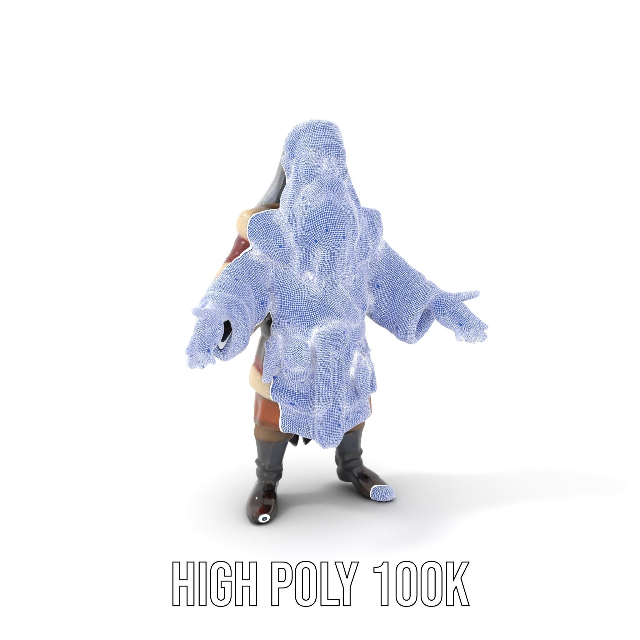 Ancient Elder Wise Wizard Rigged and Animated D Character Model Low-poly 3D model_4
