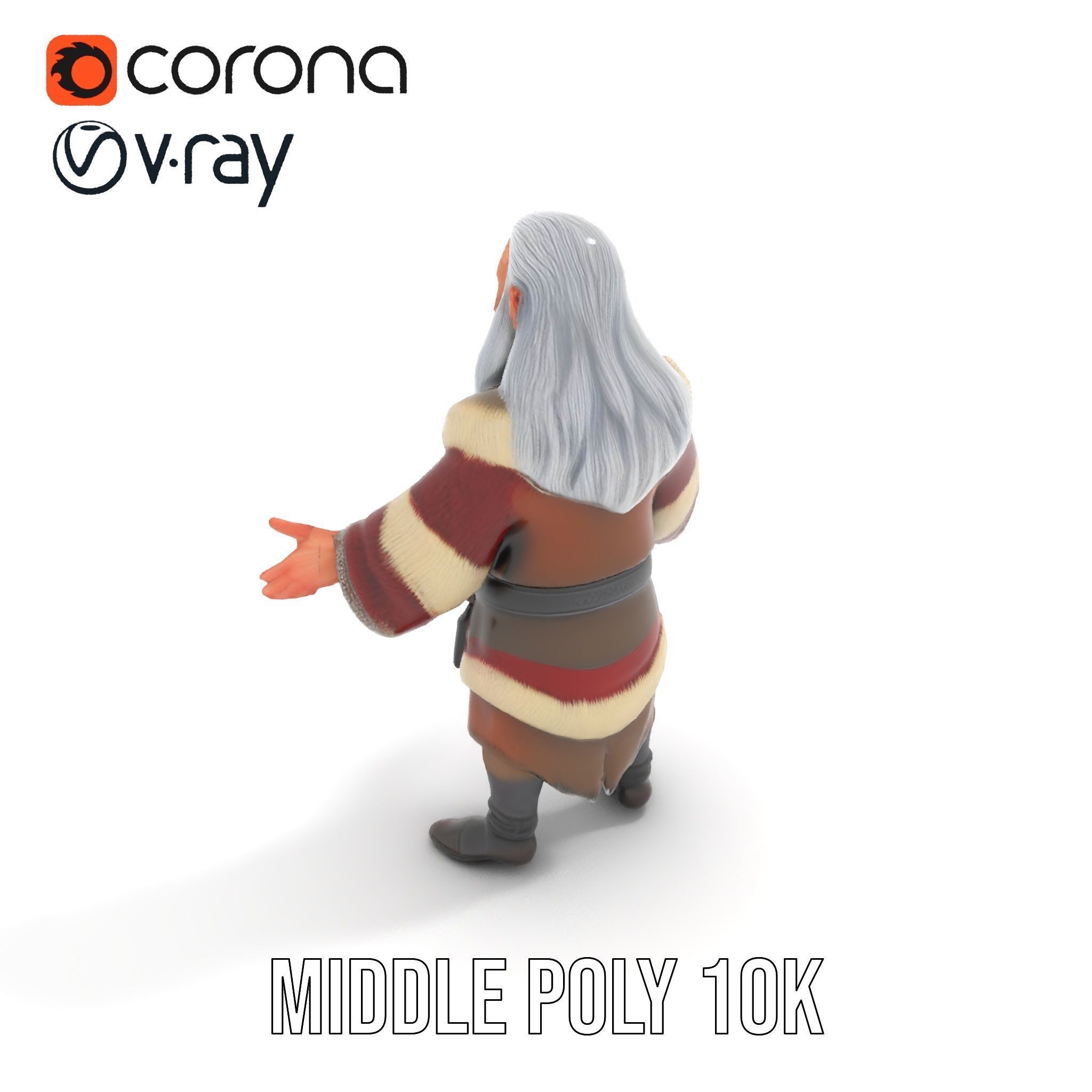 Ancient Elder Wise Wizard Rigged and Animated D Character Model Low-poly 3D model_12
