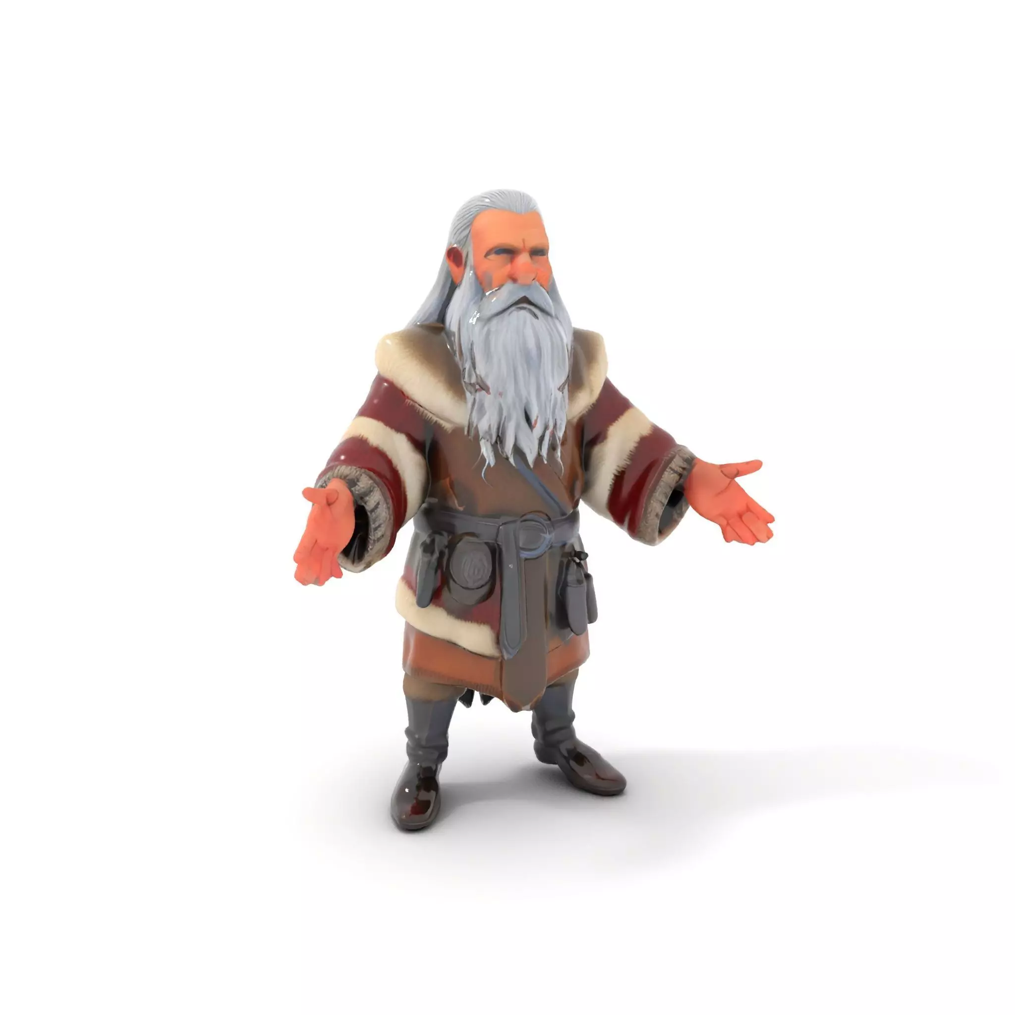 Ancient Elder Wise Wizard Rigged and Animated D Character Model Low-poly 3D model_0