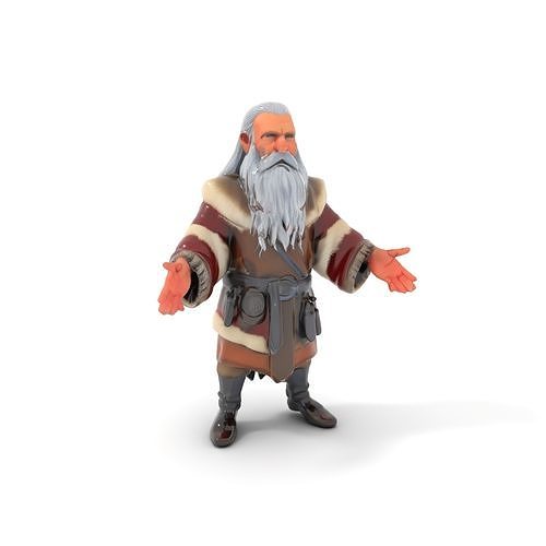 Ancient Elder Wise Wizard Rigged and Animated D Character Model Low-poly 3D model