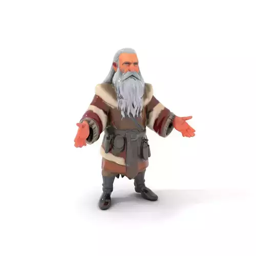 Ancient Elder Wise Wizard Rigged and Animated D Character Model