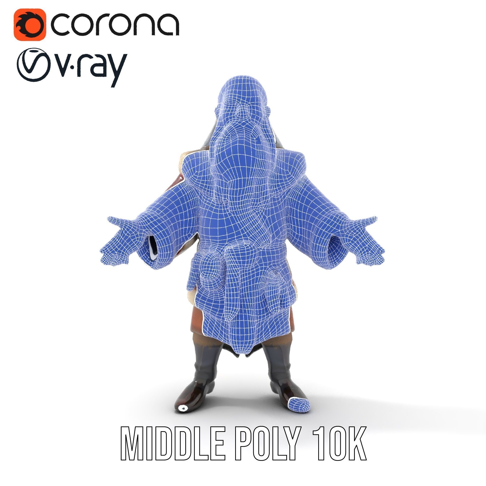 Ancient Elder Wise Wizard Rigged and Animated D Character Model Low-poly 3D model_26