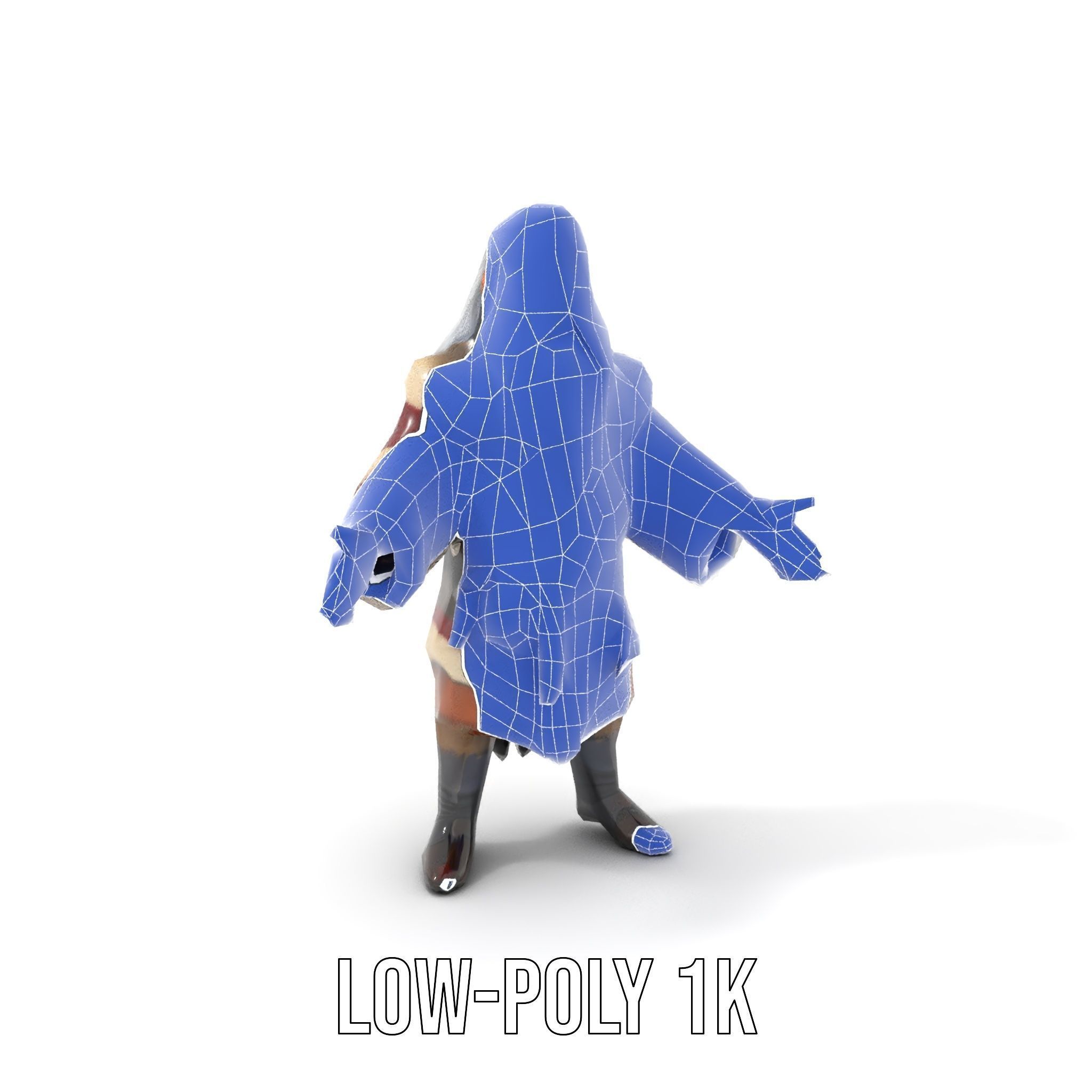 Ancient Elder Wise Wizard Rigged and Animated D Character Model Low-poly 3D model_15