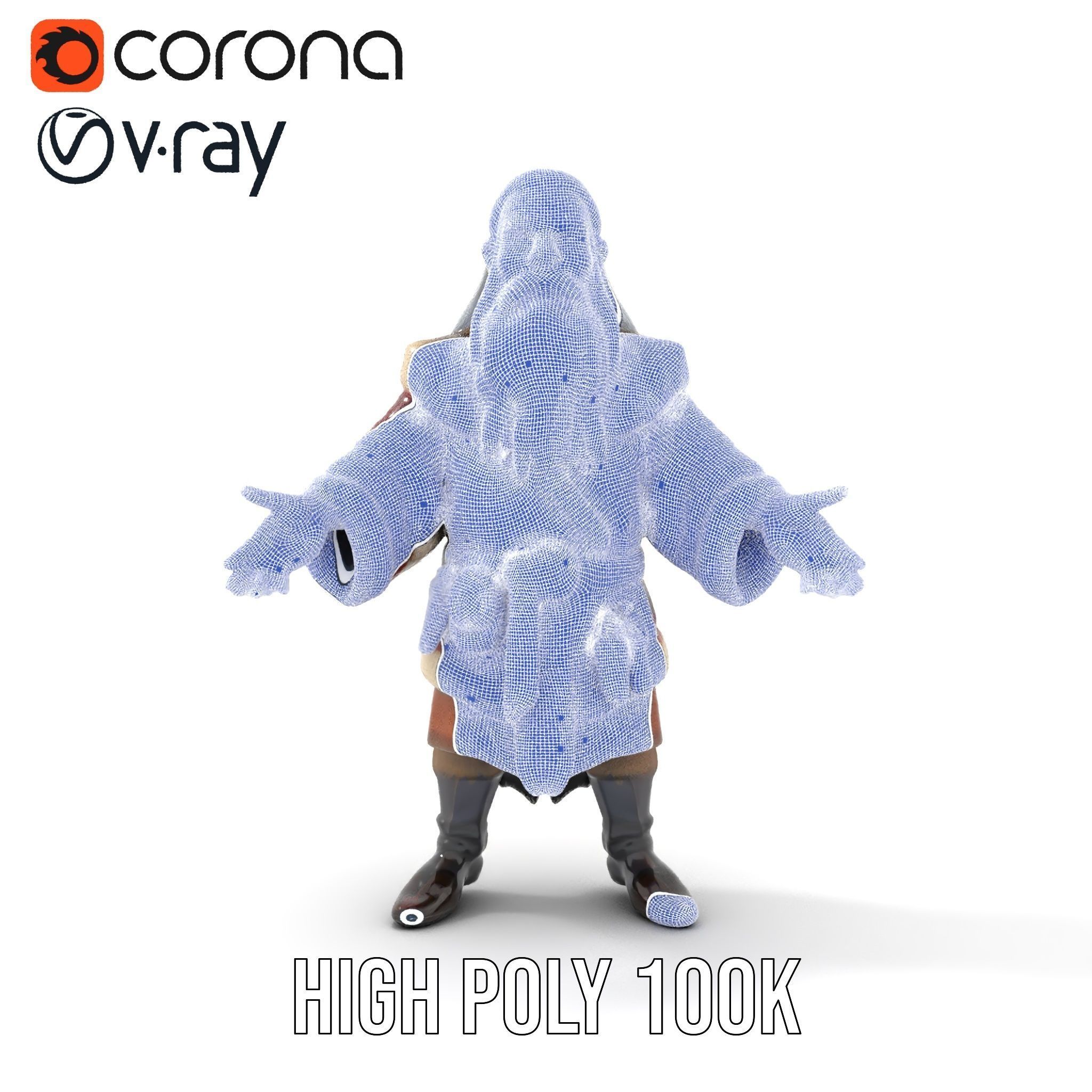 Ancient Elder Wise Wizard Rigged and Animated D Character Model Low-poly 3D model_33