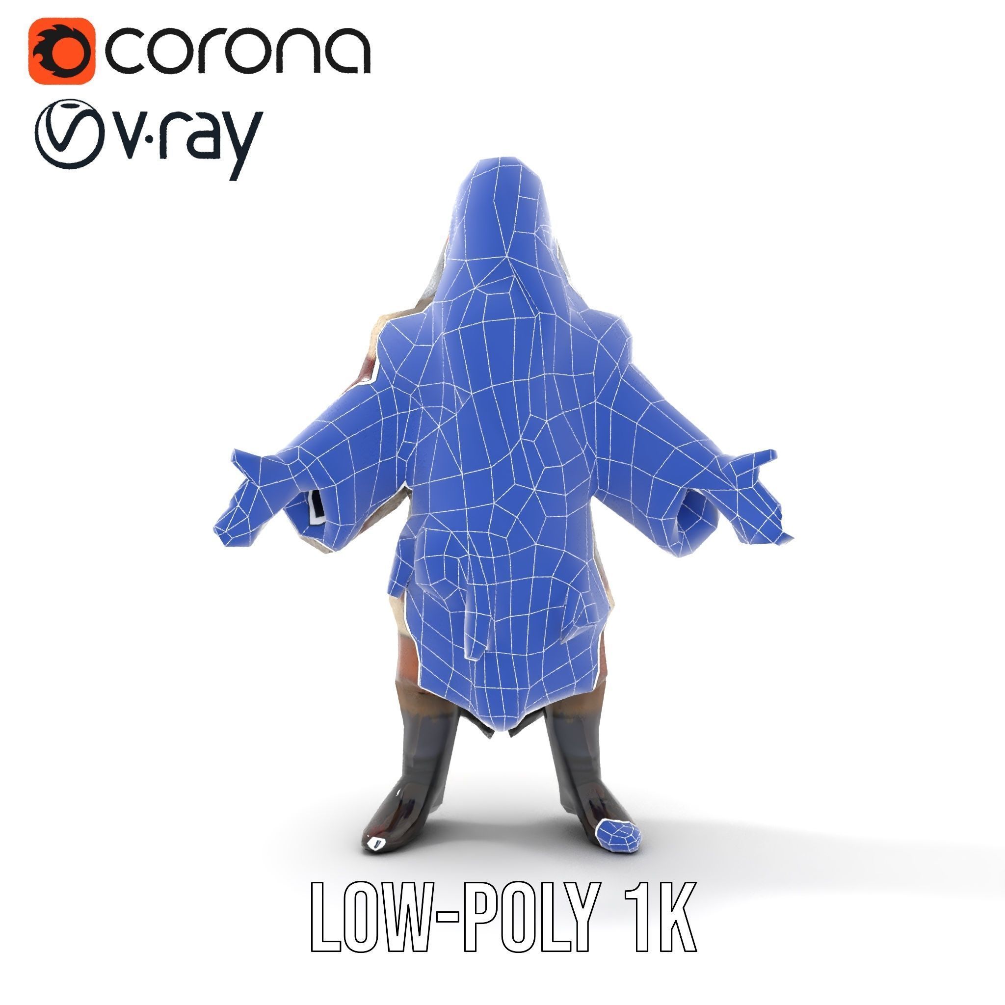 Ancient Elder Wise Wizard Rigged and Animated D Character Model Low-poly 3D model_30