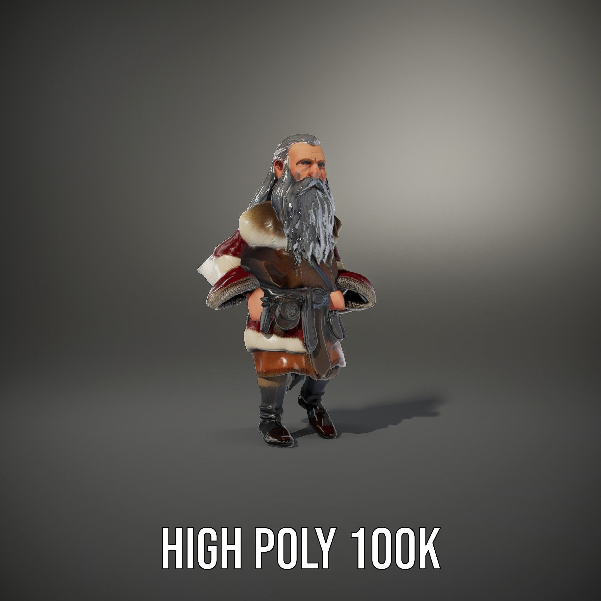 Ancient Elder Wise Wizard Rigged and Animated D Character Model Low-poly 3D model_28