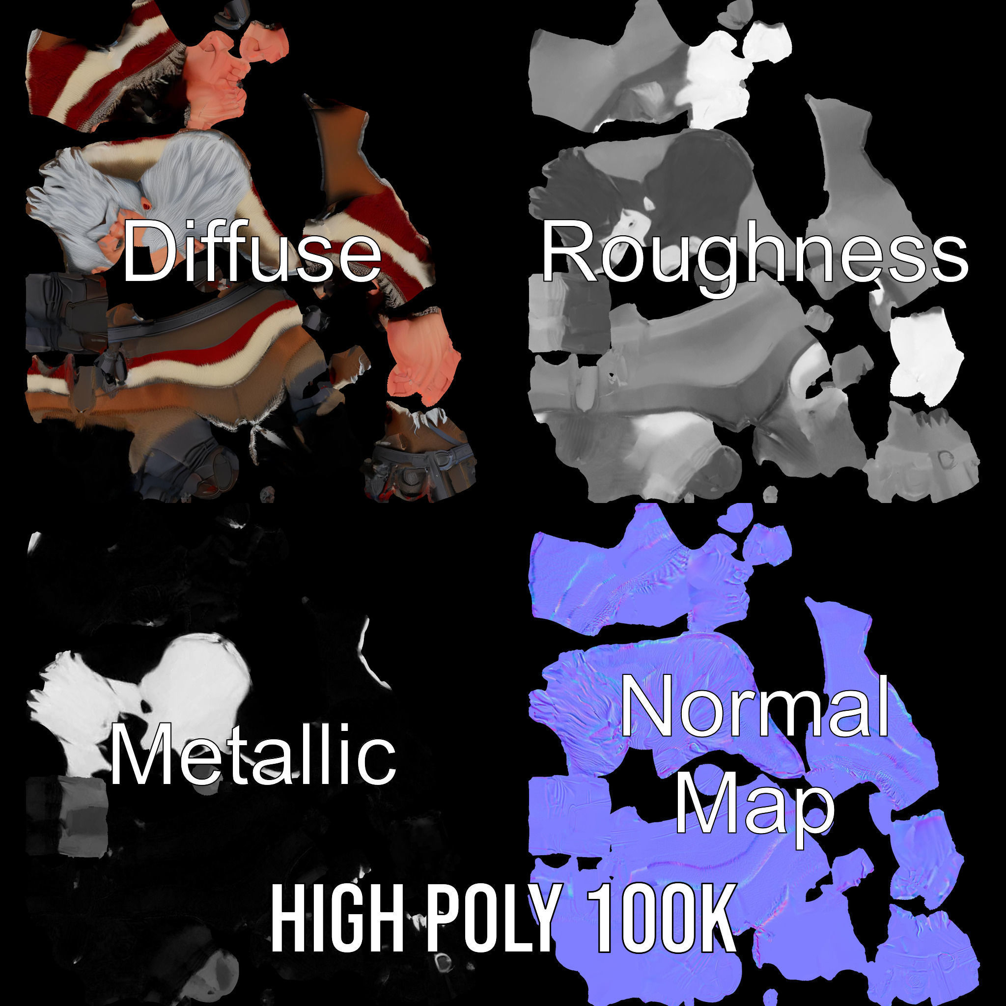 Ancient Elder Wise Wizard Rigged and Animated D Character Model Low-poly 3D model_3