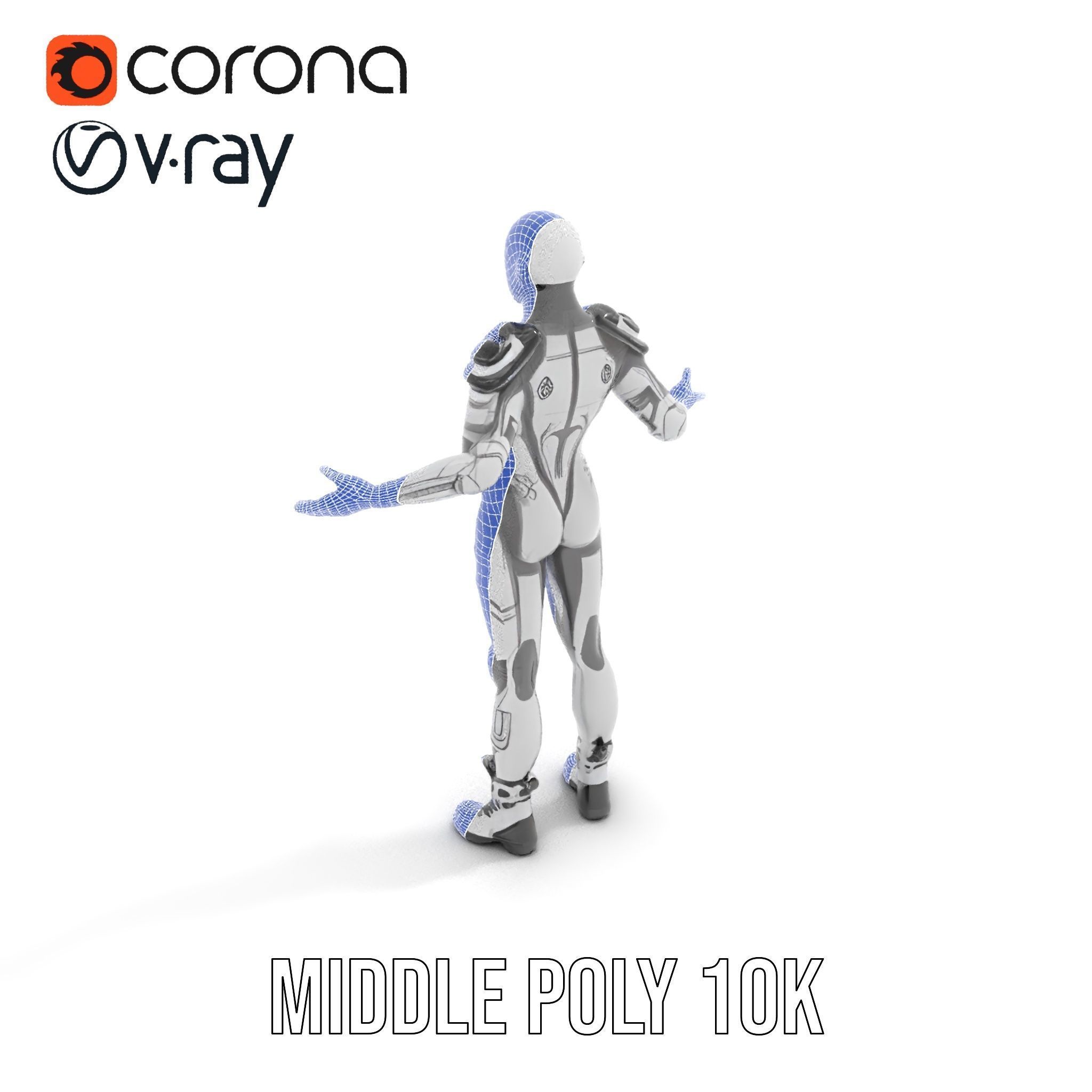 Futuristic Faceless Rigged and Animated Character Model Low-poly 3D model_21