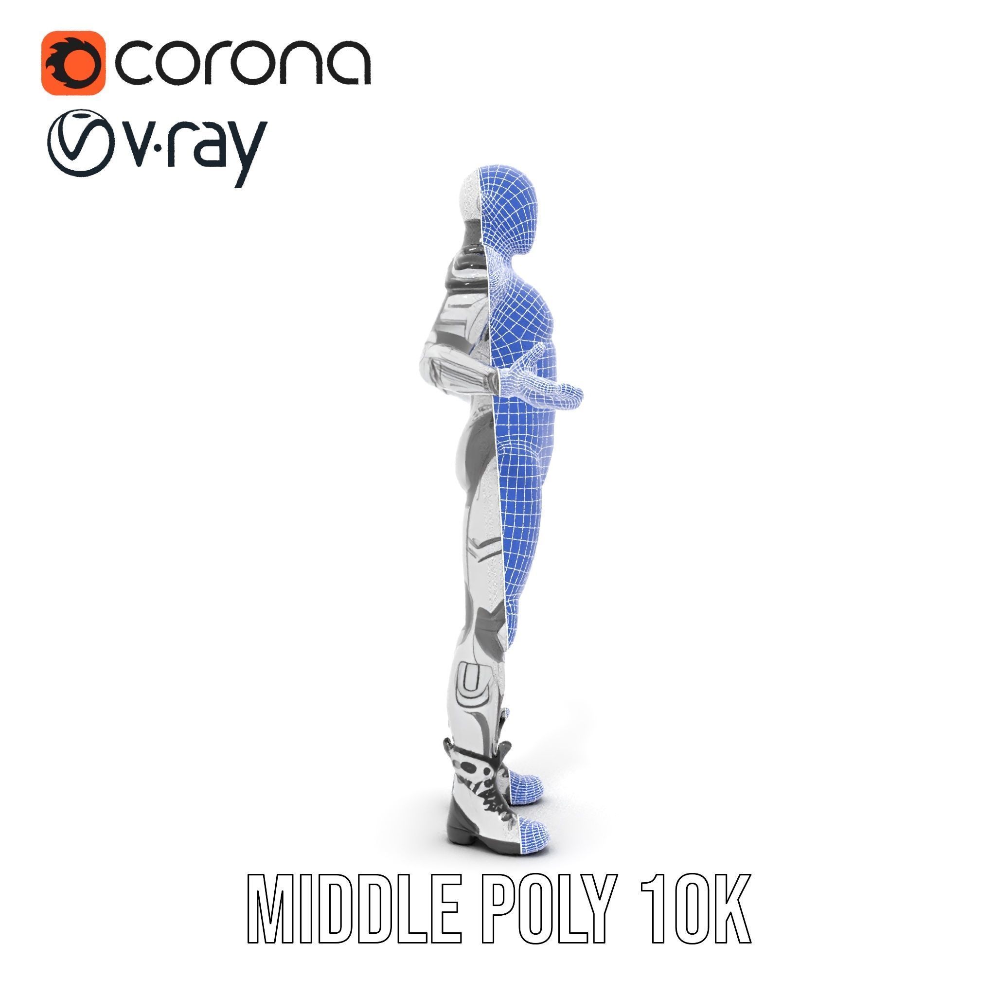 Futuristic Faceless Rigged and Animated Character Model Low-poly 3D model_29