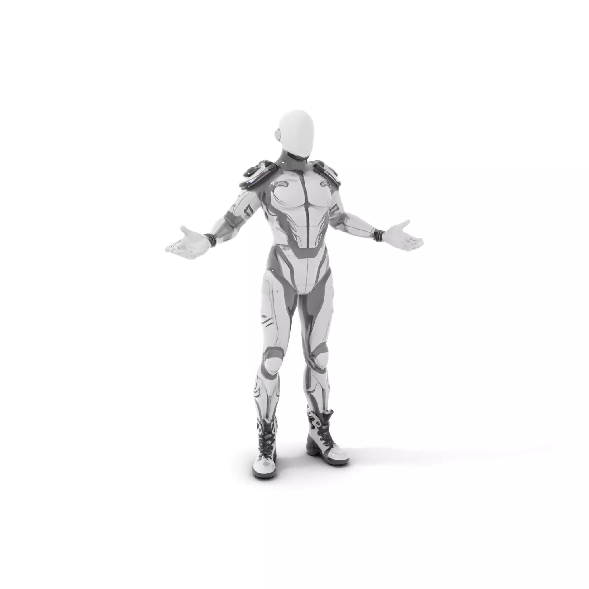 Futuristic Faceless Rigged and Animated Character Model Low-poly 3D model_0