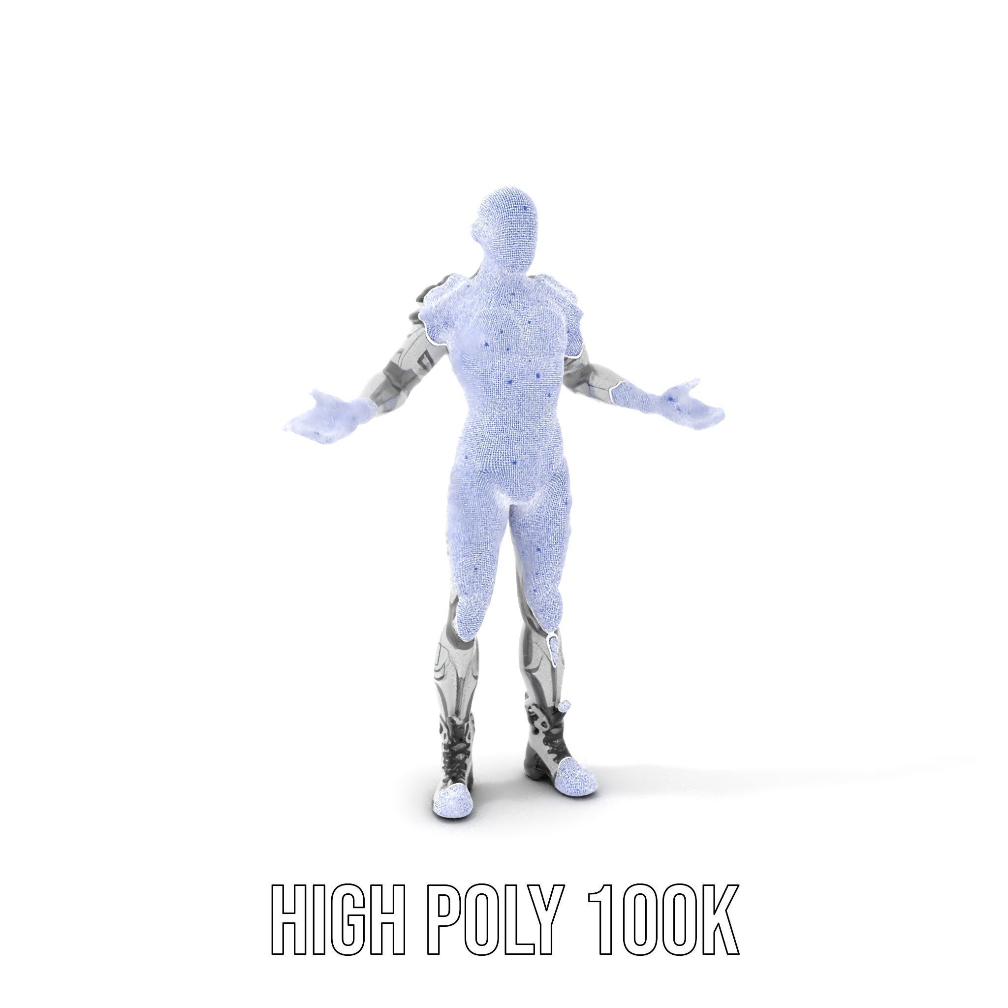 Futuristic Faceless Rigged and Animated Character Model Low-poly 3D model_4