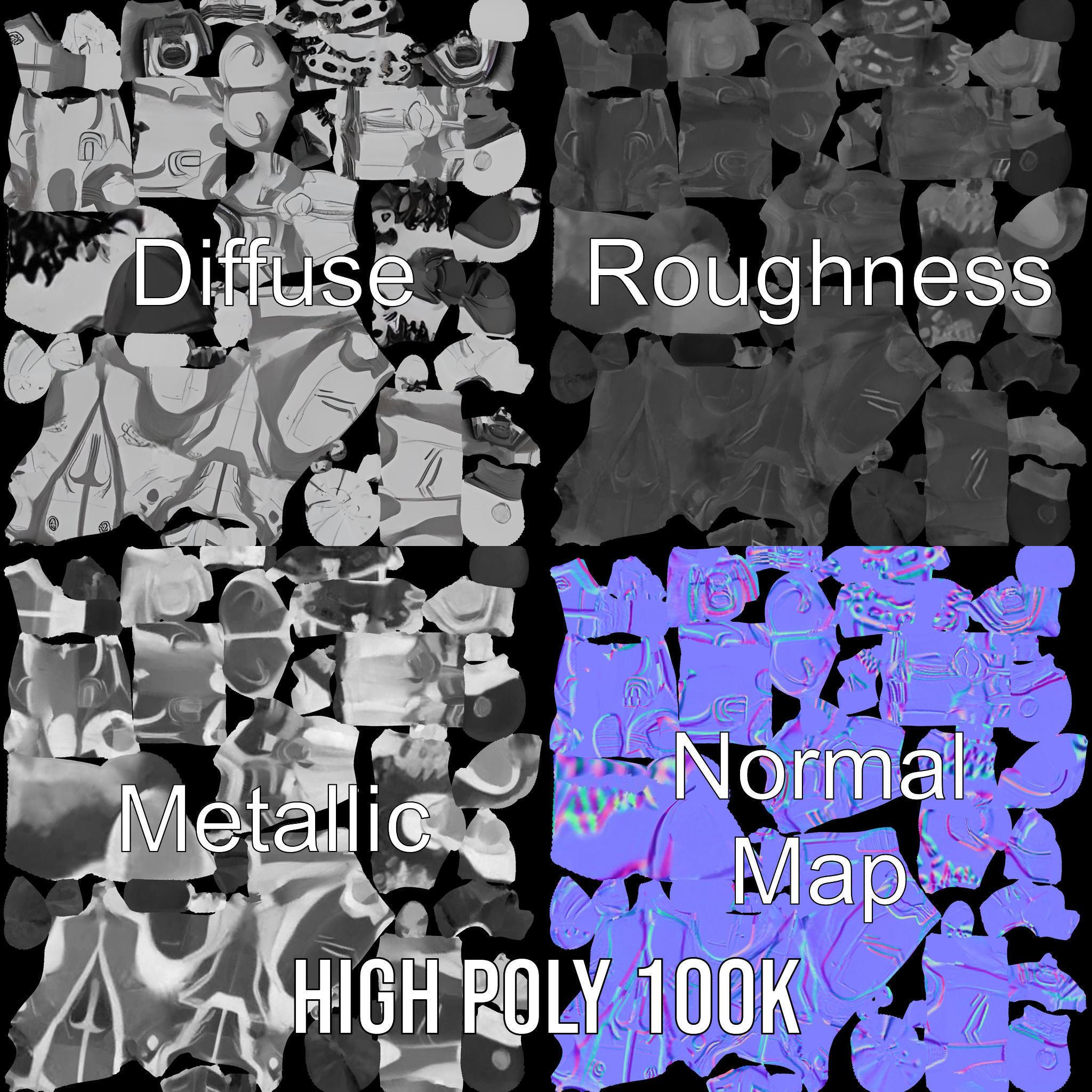 Futuristic Faceless Rigged and Animated Character Model Low-poly 3D model_3