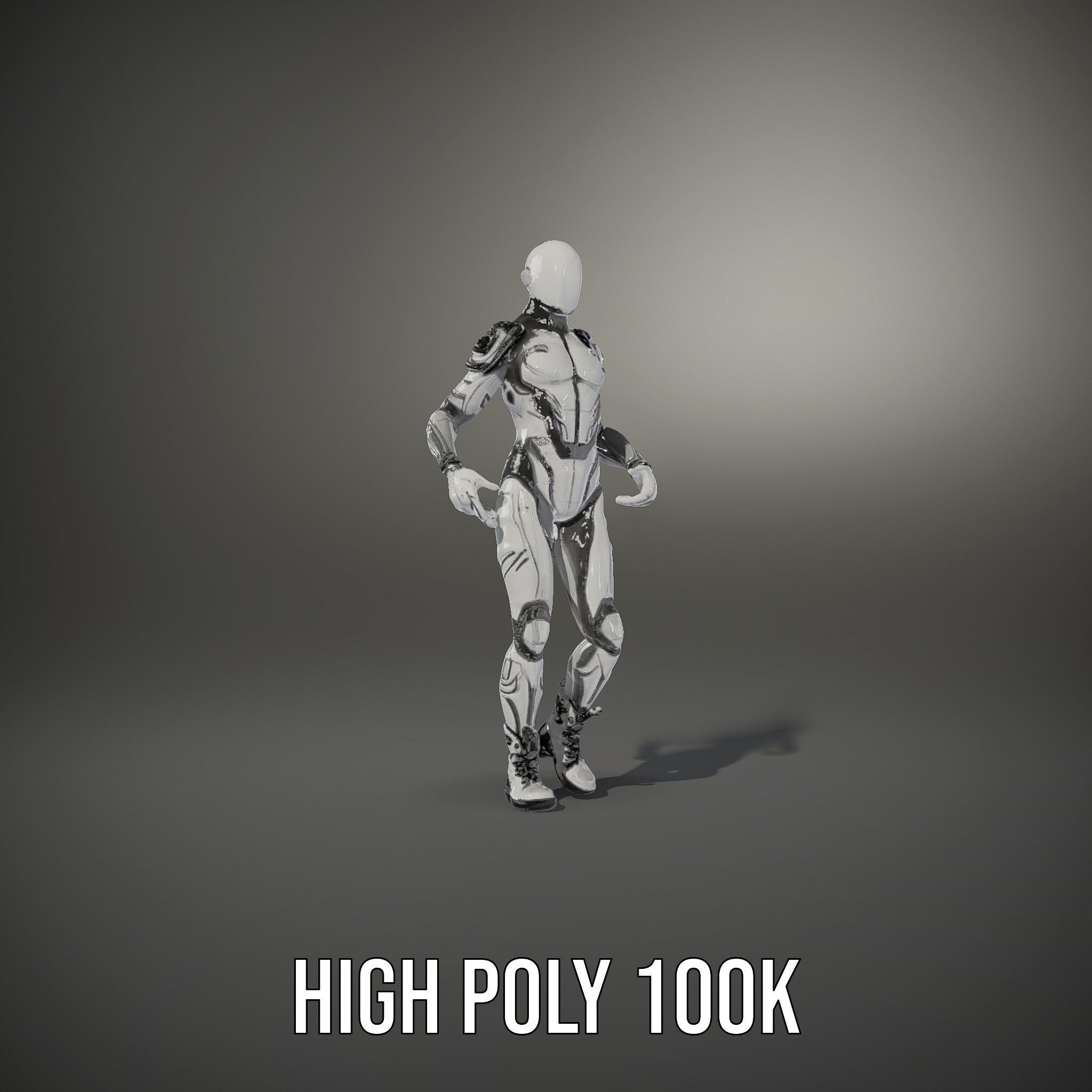 Futuristic Faceless Rigged and Animated Character Model Low-poly 3D model_12