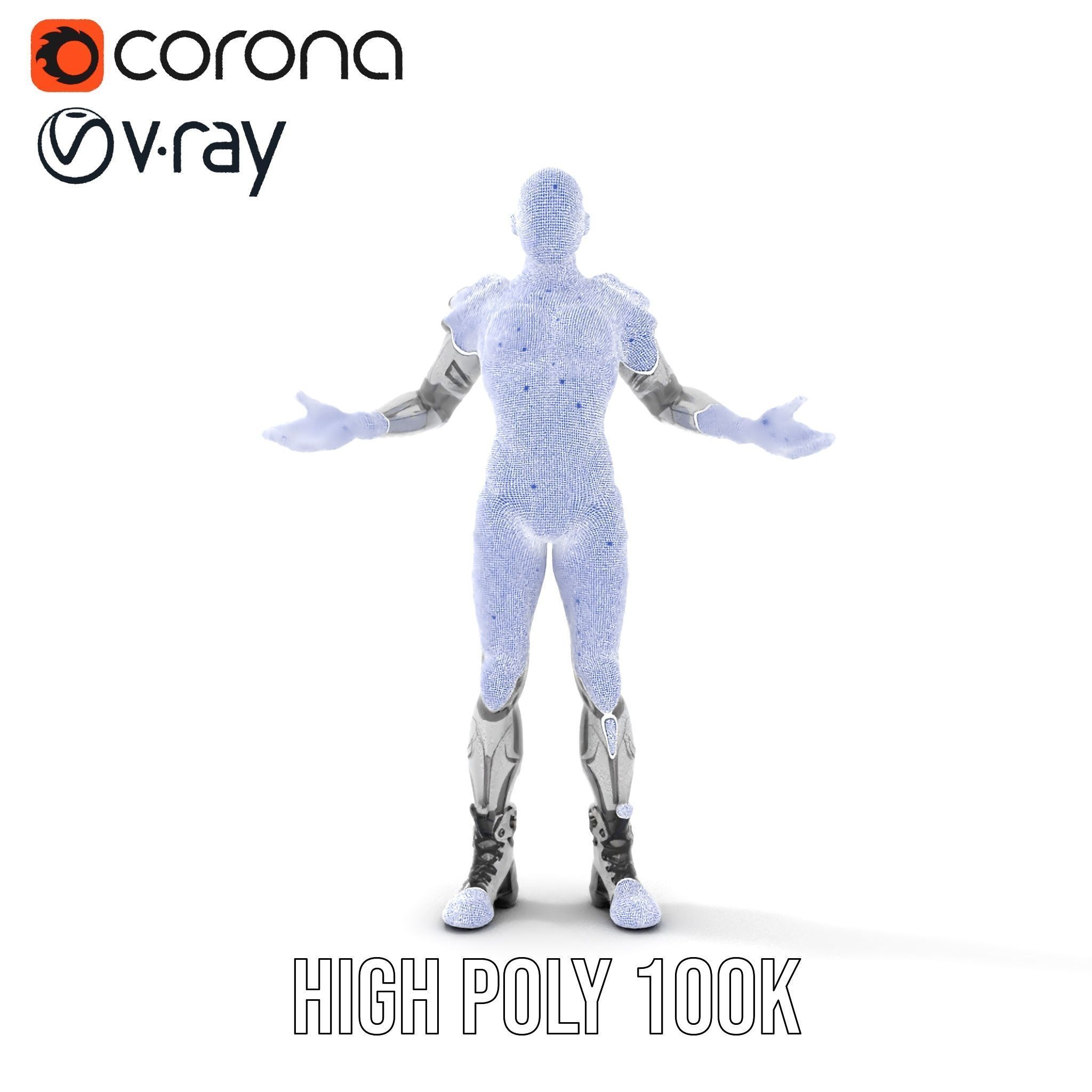 Futuristic Faceless Rigged and Animated Character Model Low-poly 3D model_35