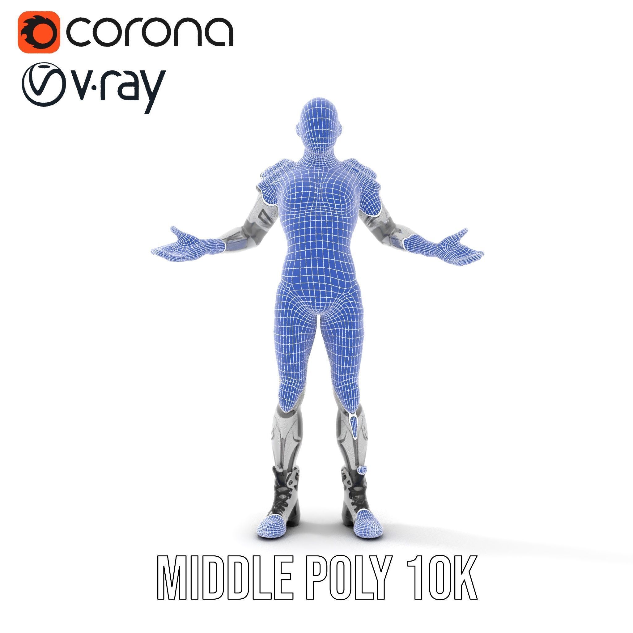 Futuristic Faceless Rigged and Animated Character Model Low-poly 3D model_27