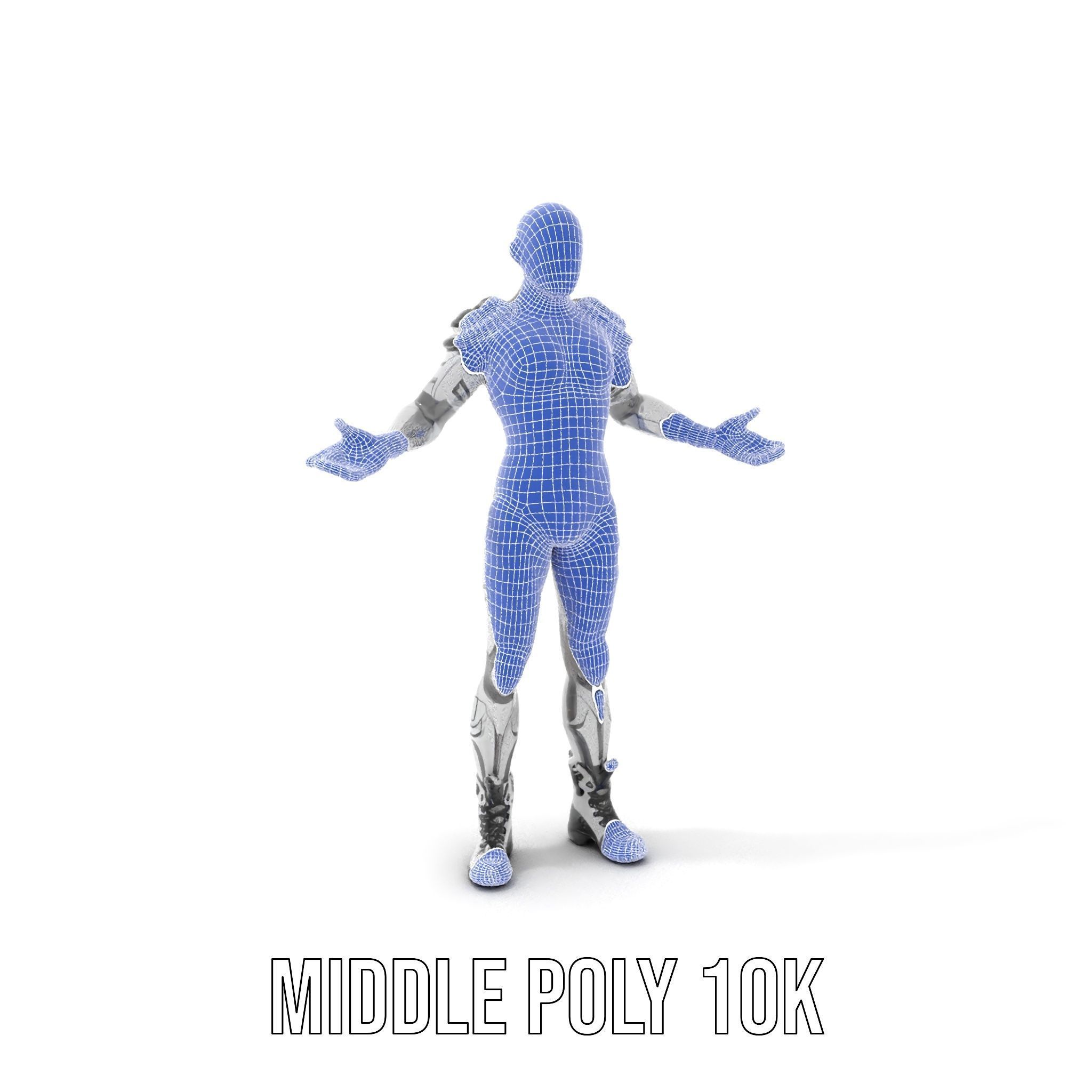 Futuristic Faceless Rigged and Animated Character Model Low-poly 3D model_32