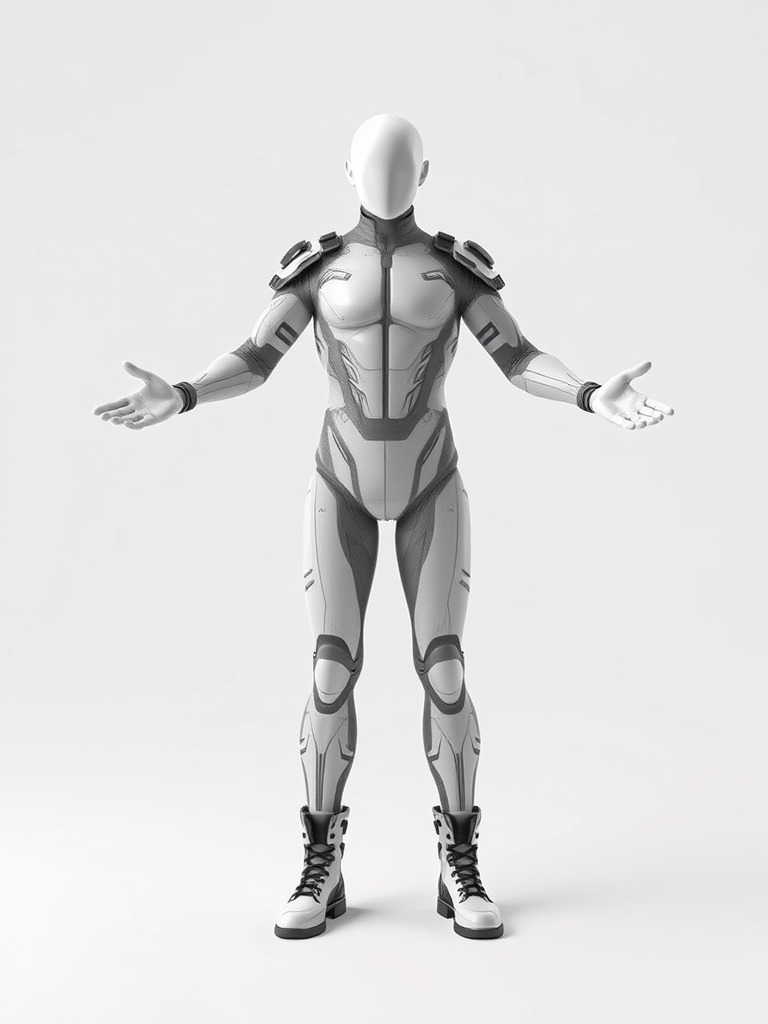 Futuristic Faceless Rigged and Animated Character Model Low-poly 3D model_2