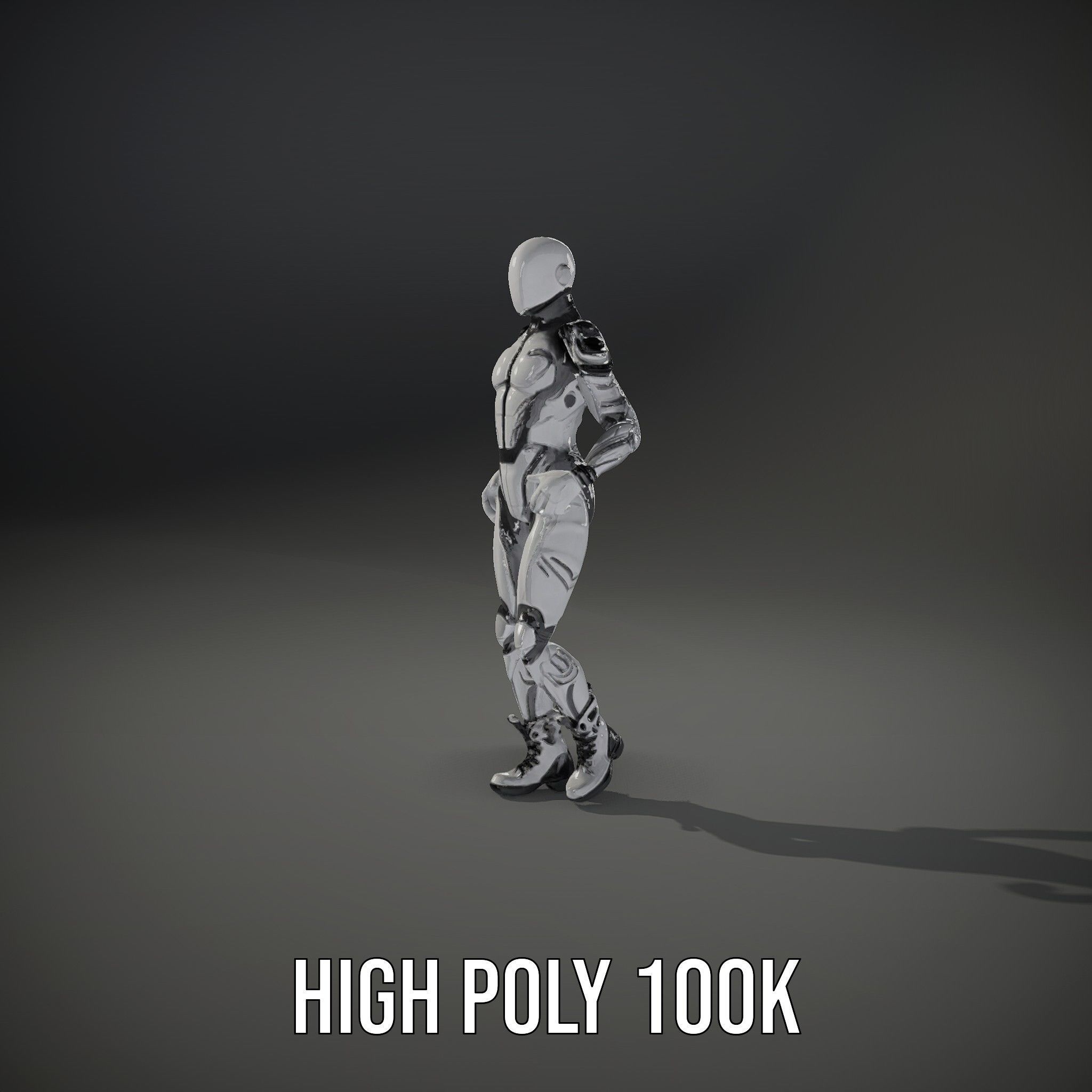 Futuristic Faceless Rigged and Animated Character Model Low-poly 3D model_8