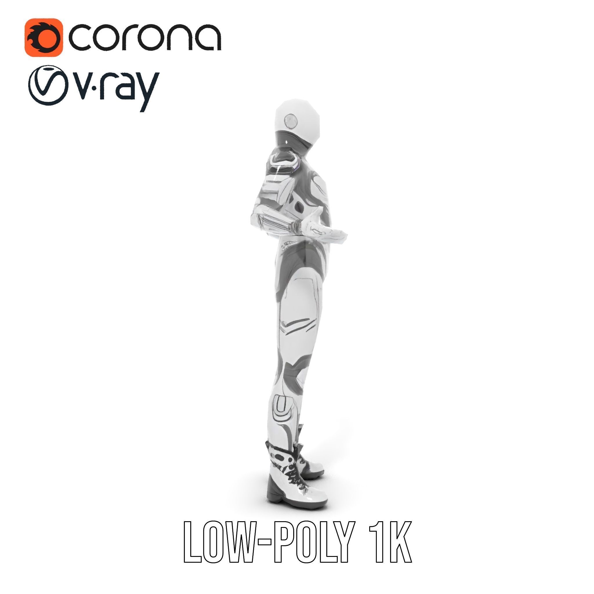 Futuristic Faceless Rigged and Animated Character Model Low-poly 3D model_25