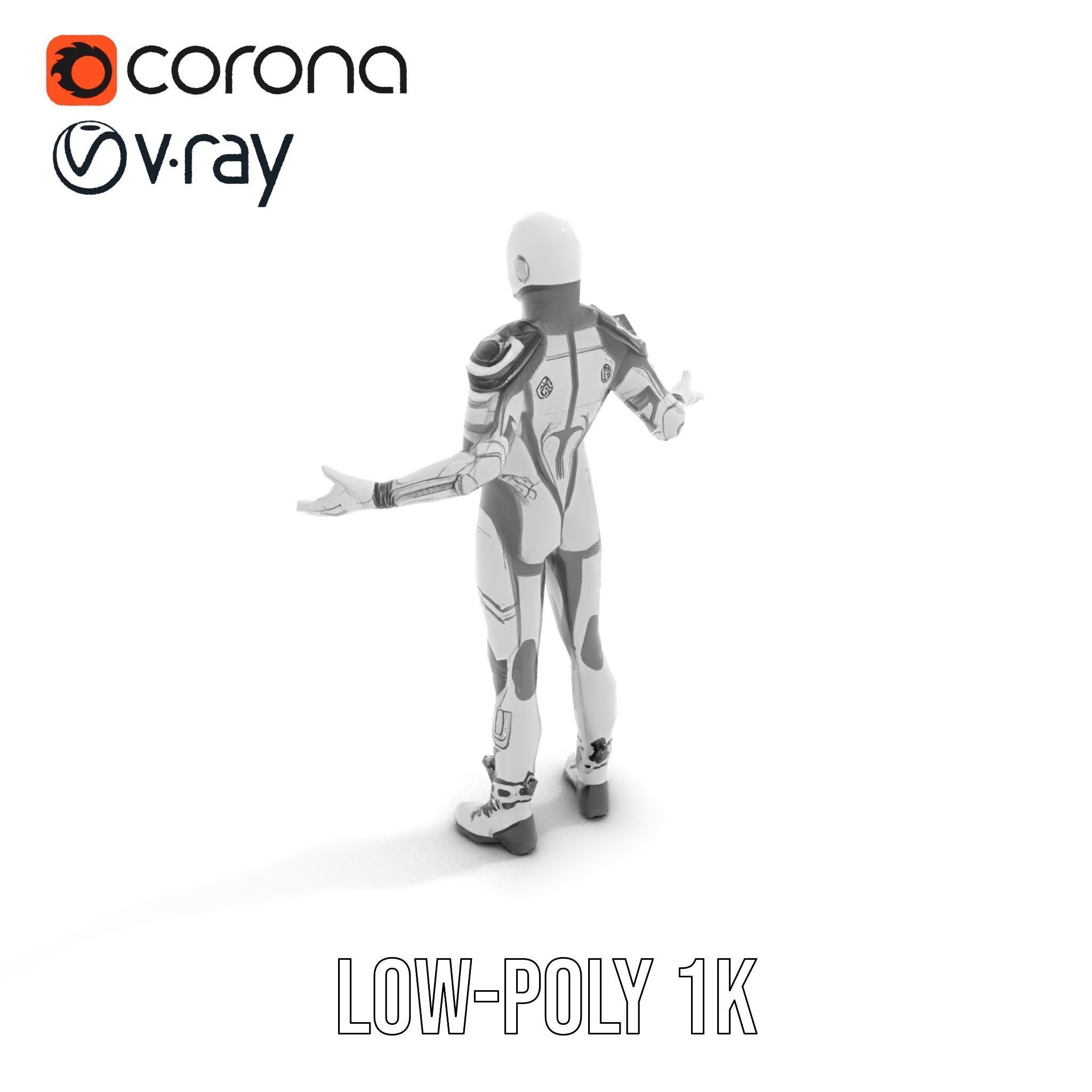 Futuristic Faceless Rigged and Animated Character Model Low-poly 3D model_22