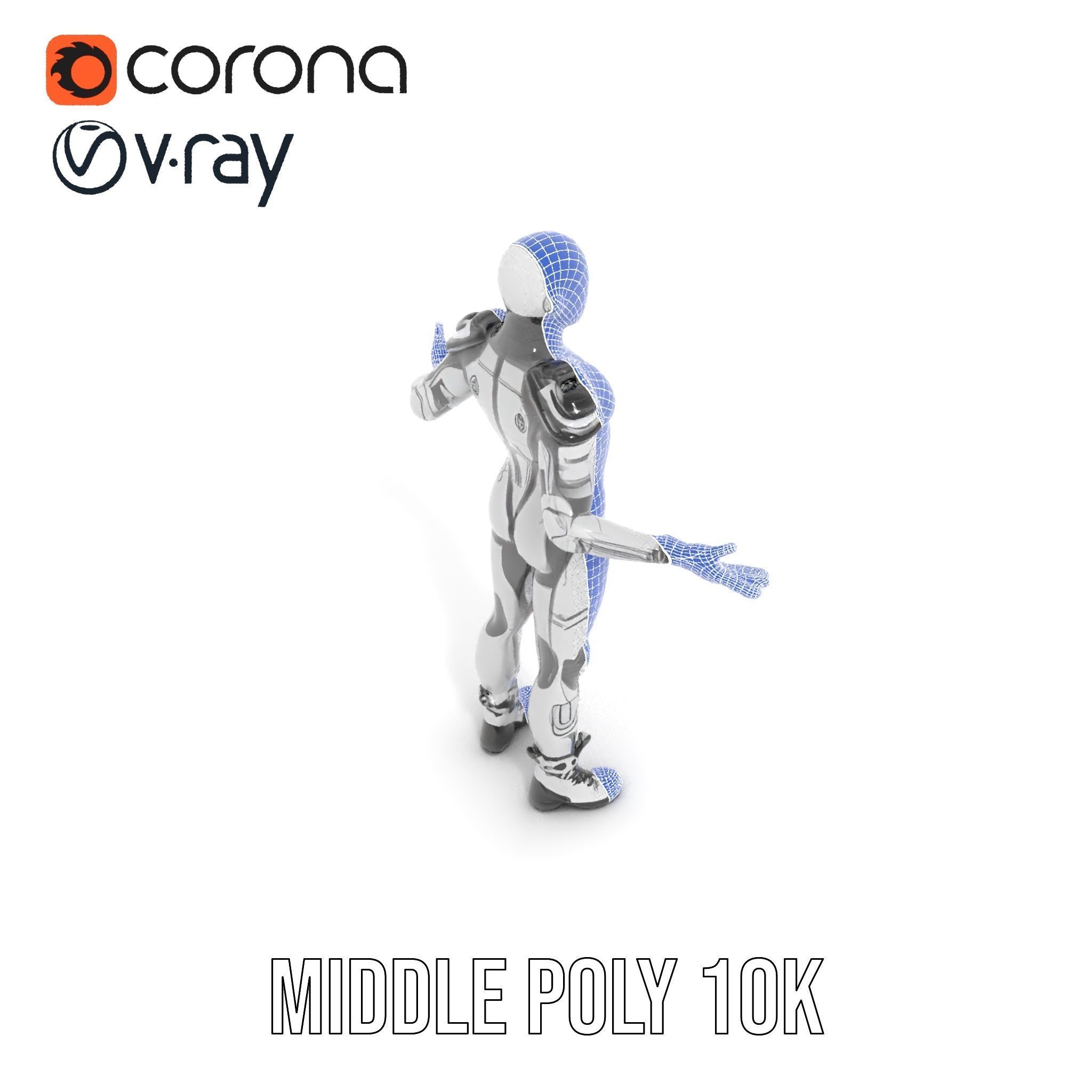 Futuristic Faceless Rigged and Animated Character Model Low-poly 3D model_34