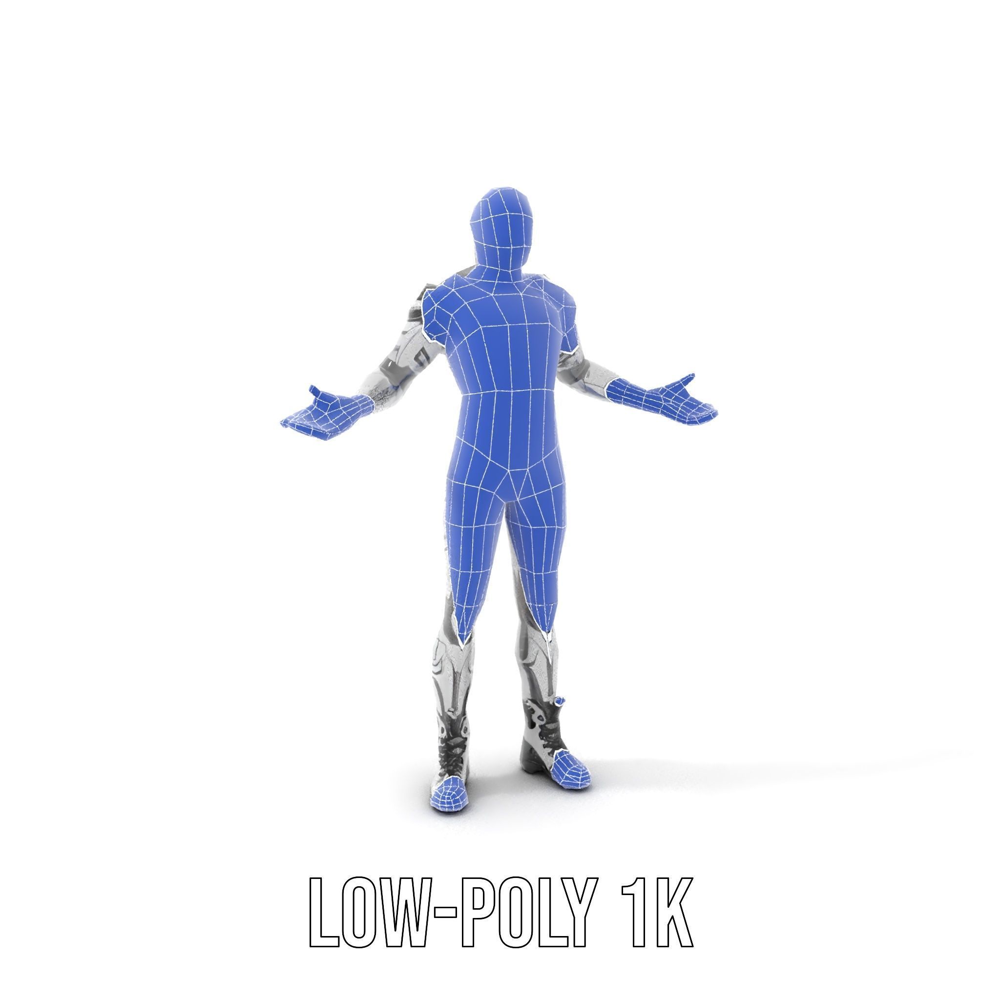 Futuristic Faceless Rigged and Animated Character Model Low-poly 3D model_11
