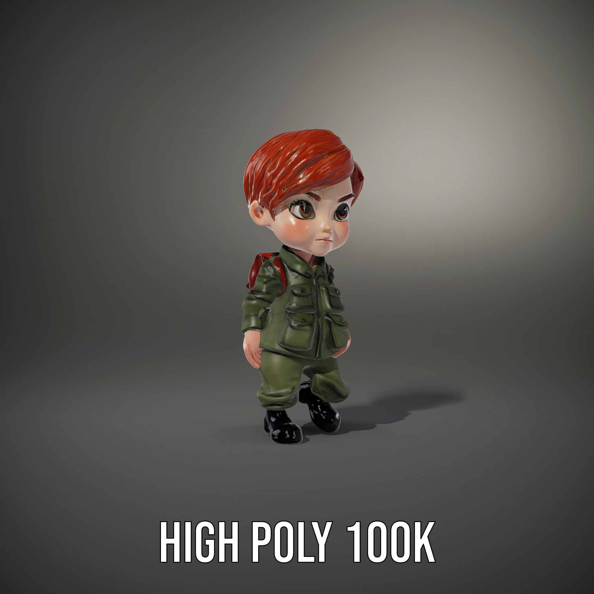 Young Soldier Character Rigged and Animated D Model Low-poly 3D model_9