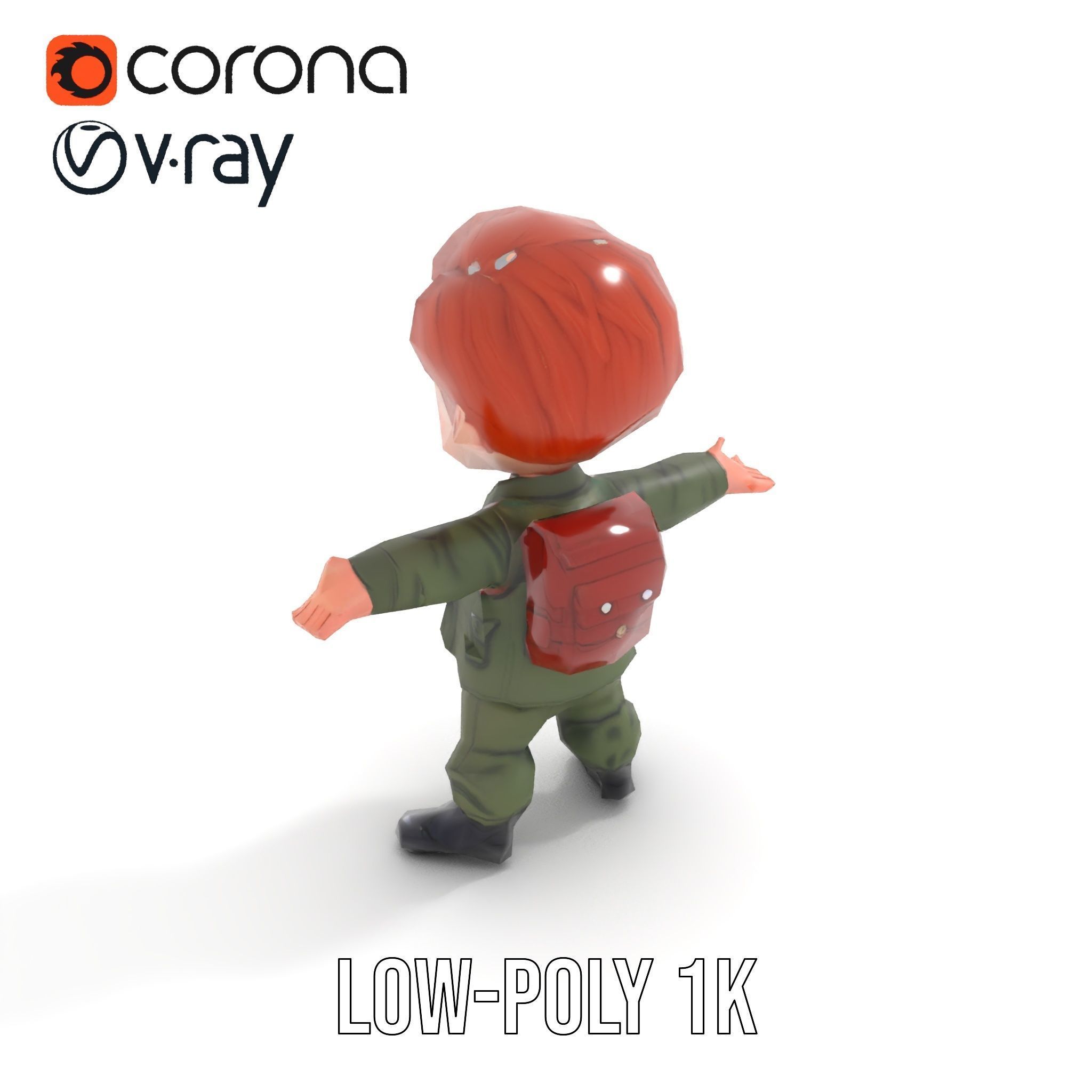 Young Soldier Character Rigged and Animated D Model Low-poly 3D model_14