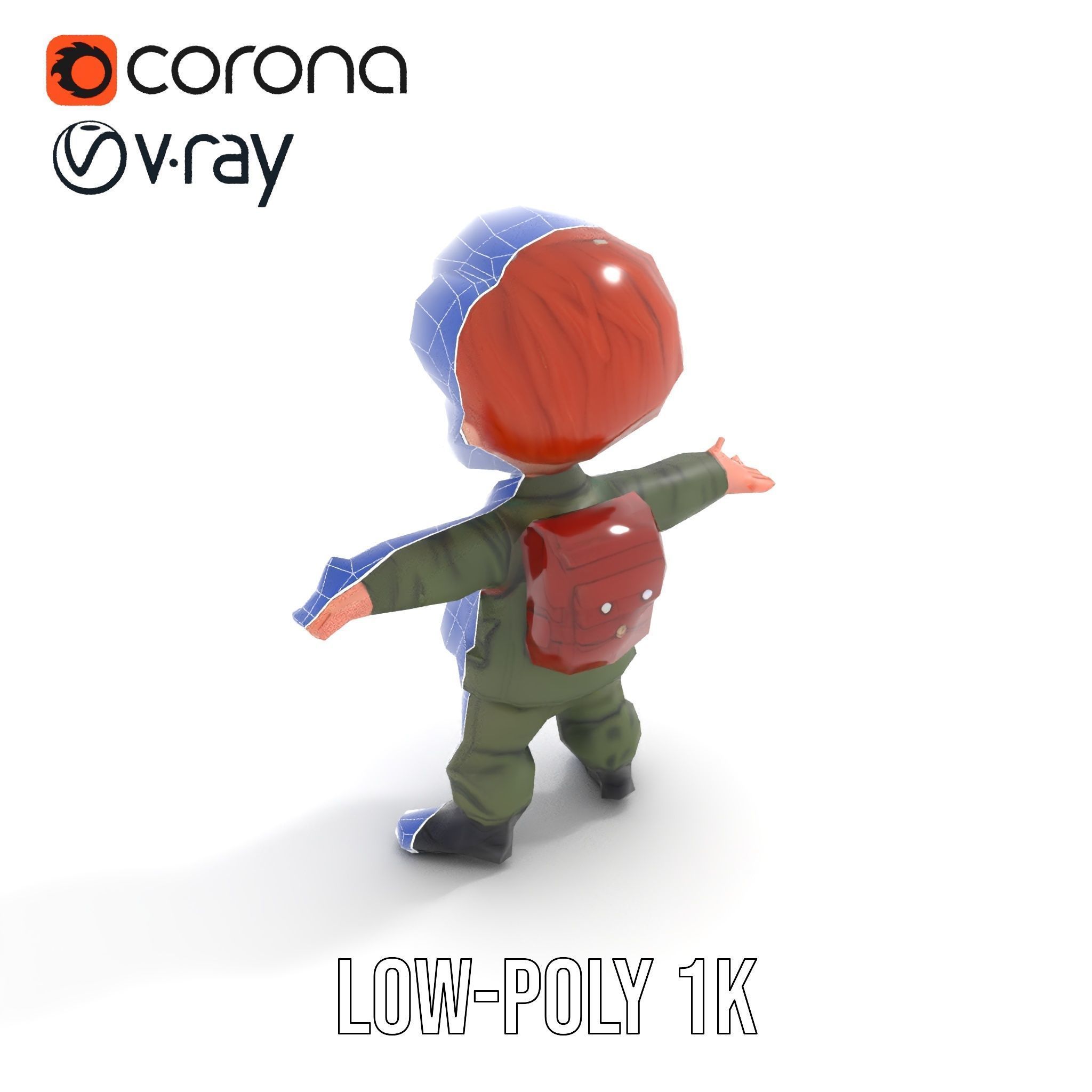 Young Soldier Character Rigged and Animated D Model Low-poly 3D model_25