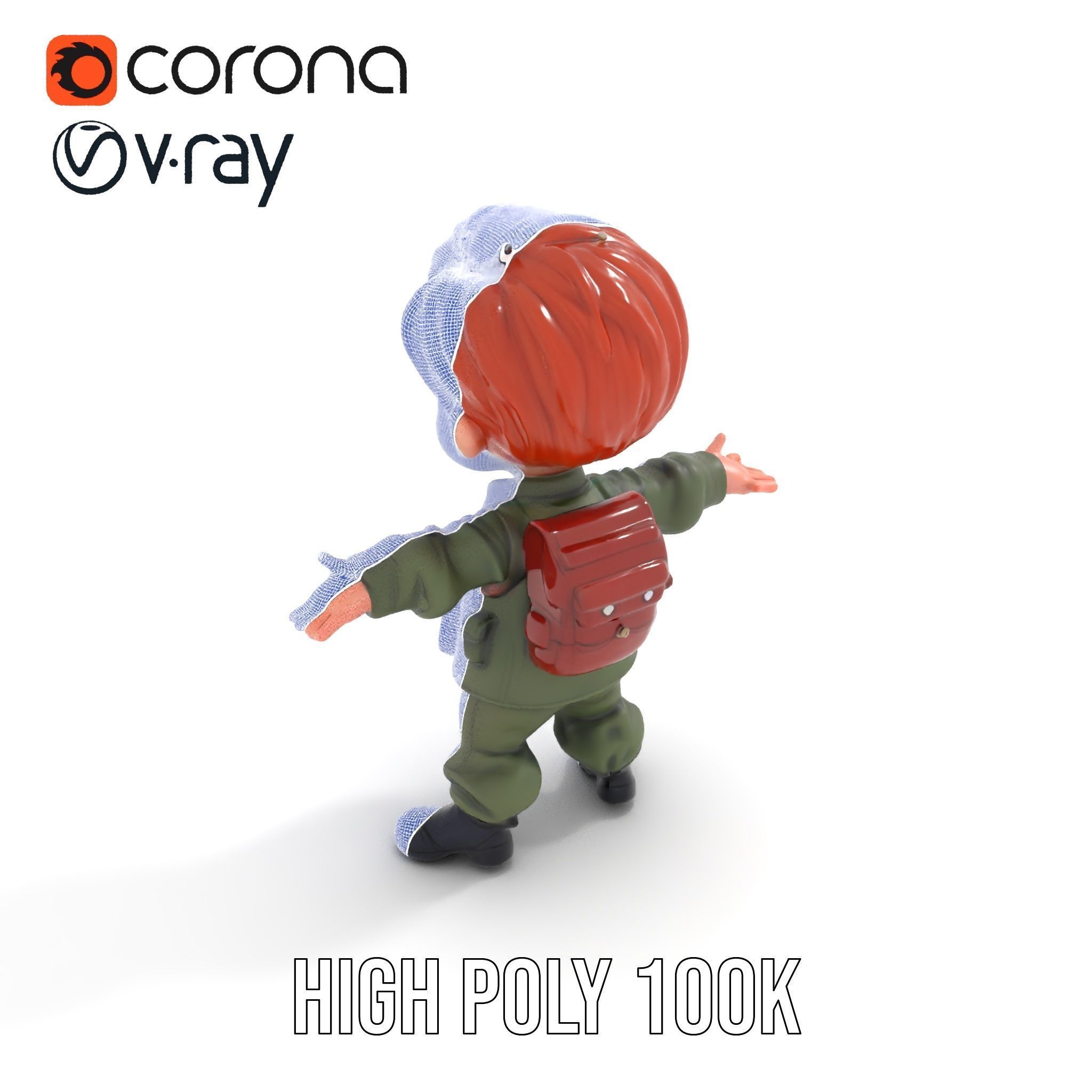 Young Soldier Character Rigged and Animated D Model Low-poly 3D model_35