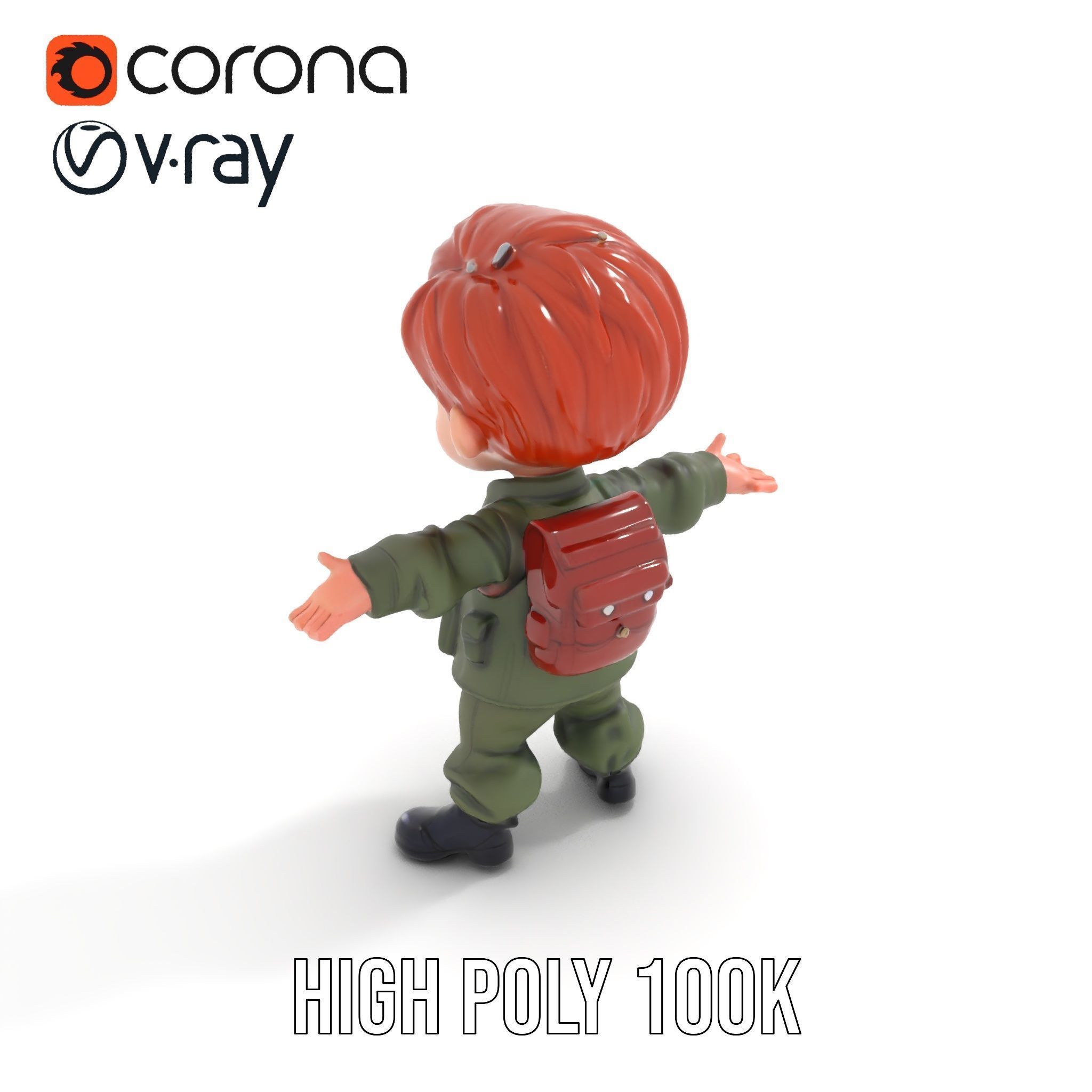 Young Soldier Character Rigged and Animated D Model Low-poly 3D model_17