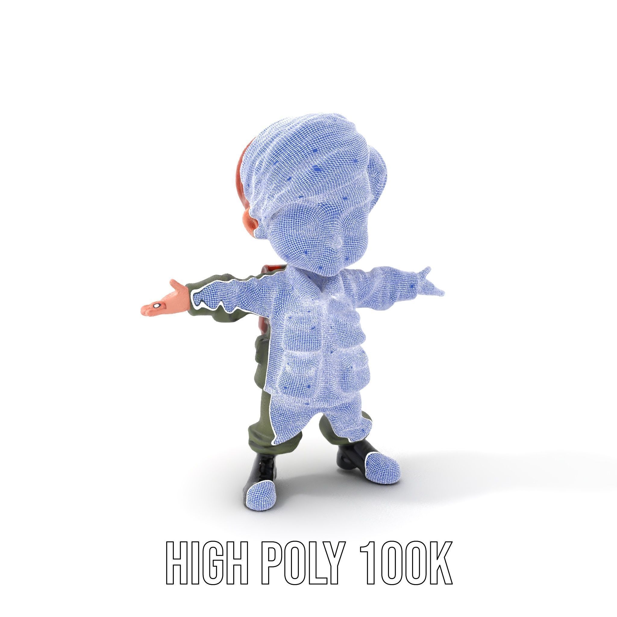 Young Soldier Character Rigged and Animated D Model Low-poly 3D model_4