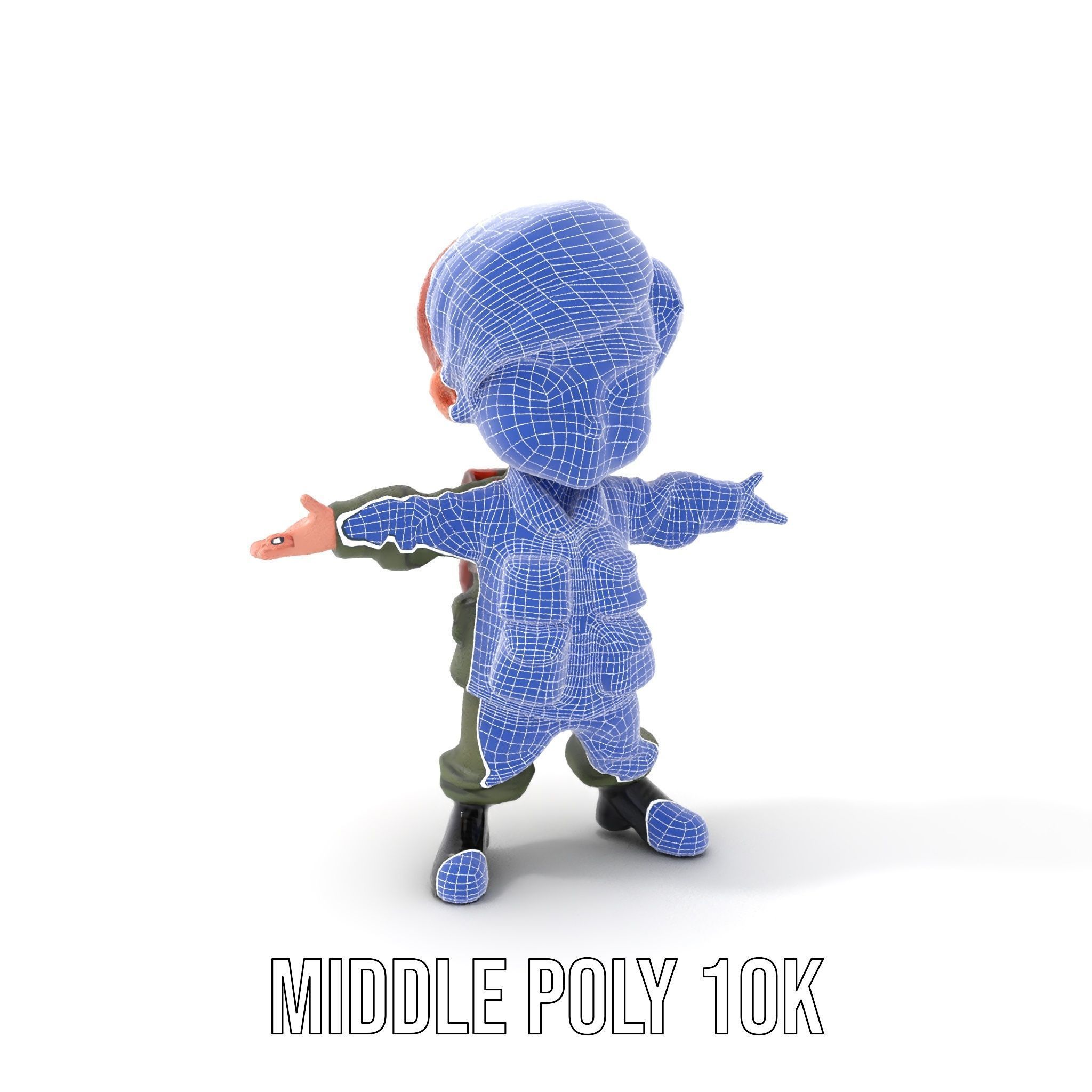 Young Soldier Character Rigged and Animated D Model Low-poly 3D model_24