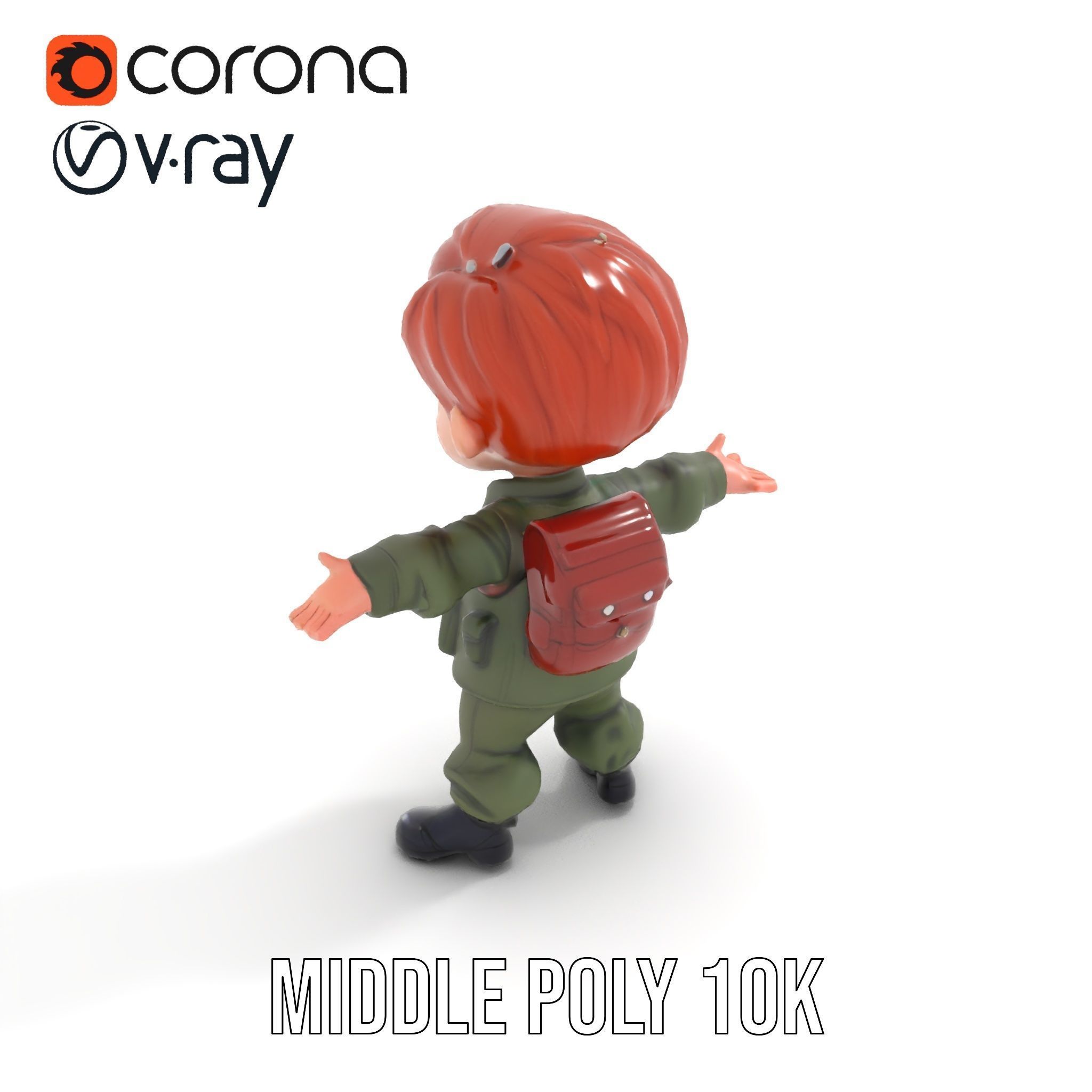 Young Soldier Character Rigged and Animated D Model Low-poly 3D model_10