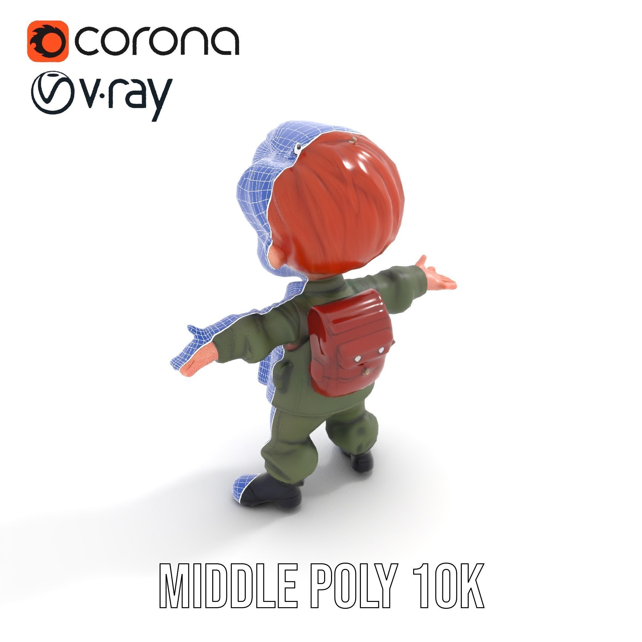 Young Soldier Character Rigged and Animated D Model Low-poly 3D model_34