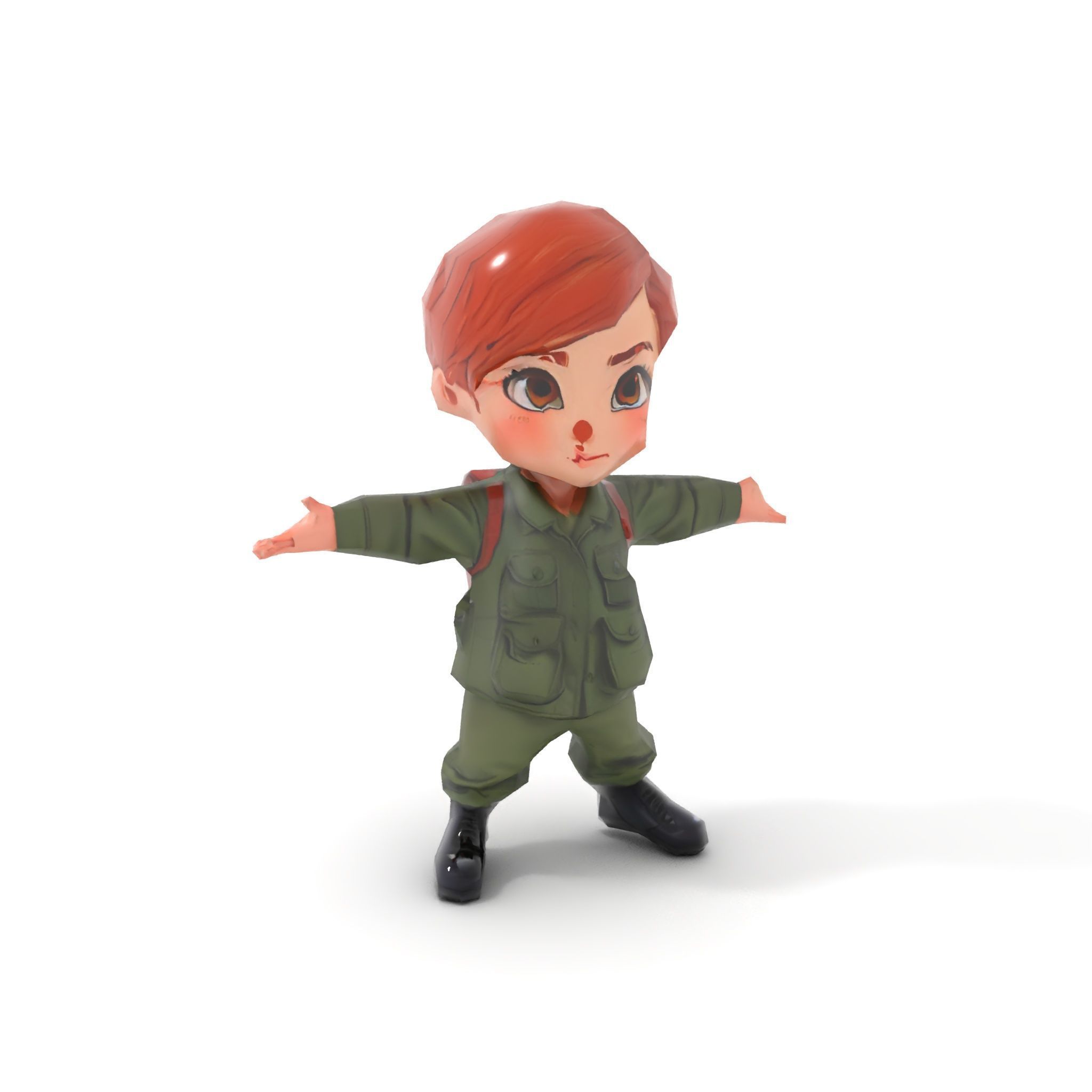 Young Soldier Character Rigged and Animated D Model Low-poly 3D model_7