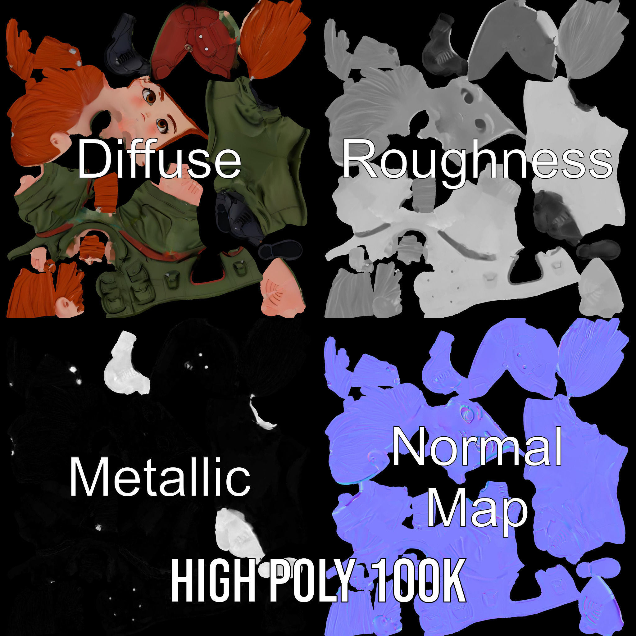 Young Soldier Character Rigged and Animated D Model Low-poly 3D model_3