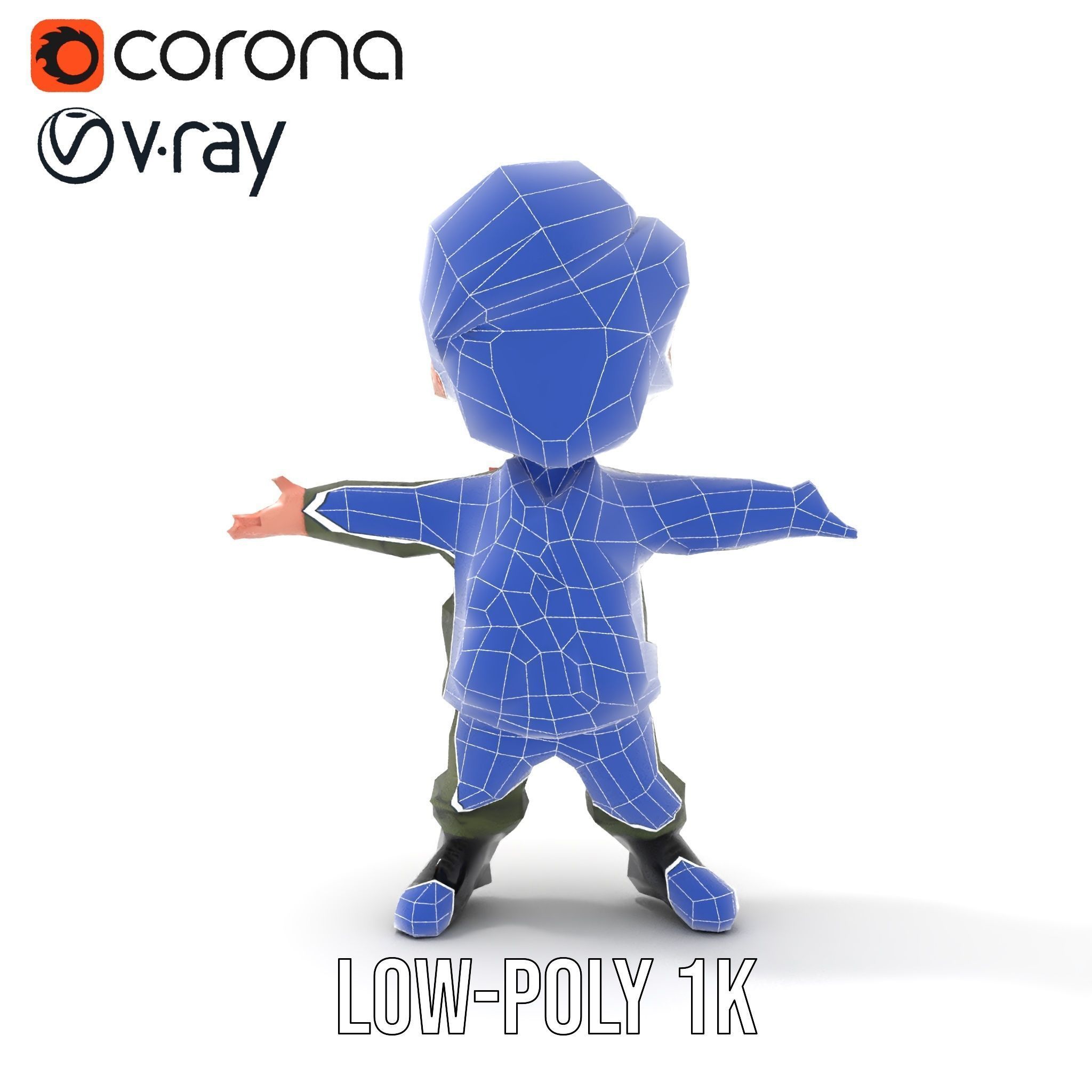 Young Soldier Character Rigged and Animated D Model Low-poly 3D model_27