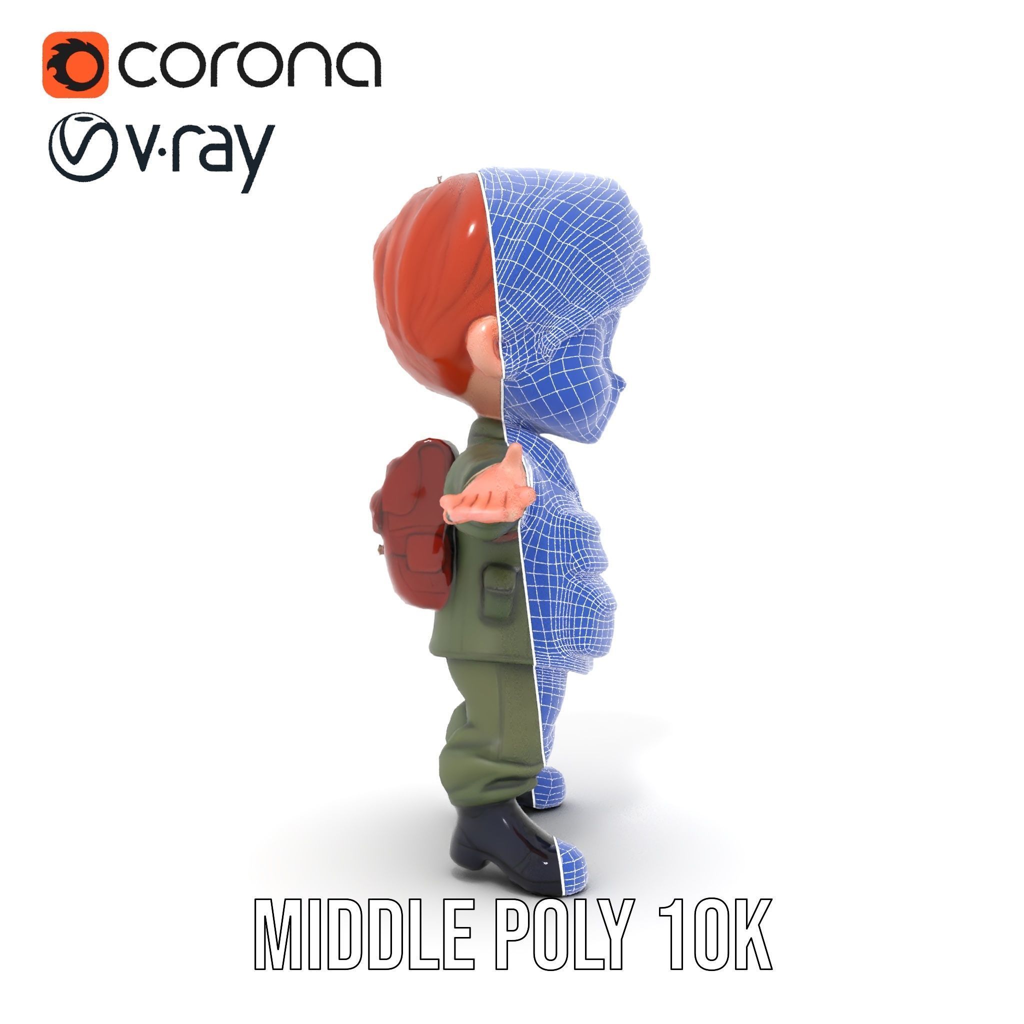 Young Soldier Character Rigged and Animated D Model Low-poly 3D model_32