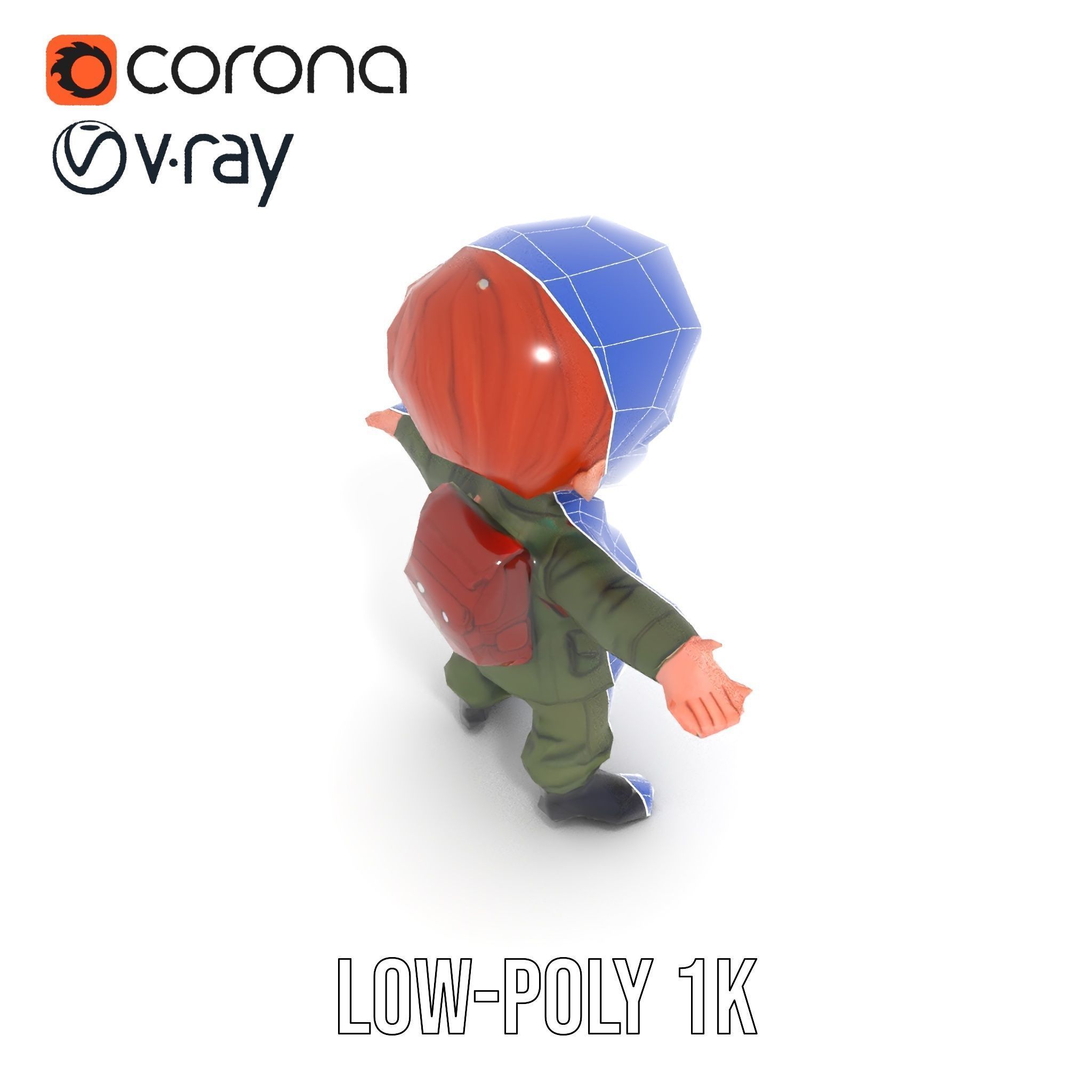 Young Soldier Character Rigged and Animated D Model Low-poly 3D model_30