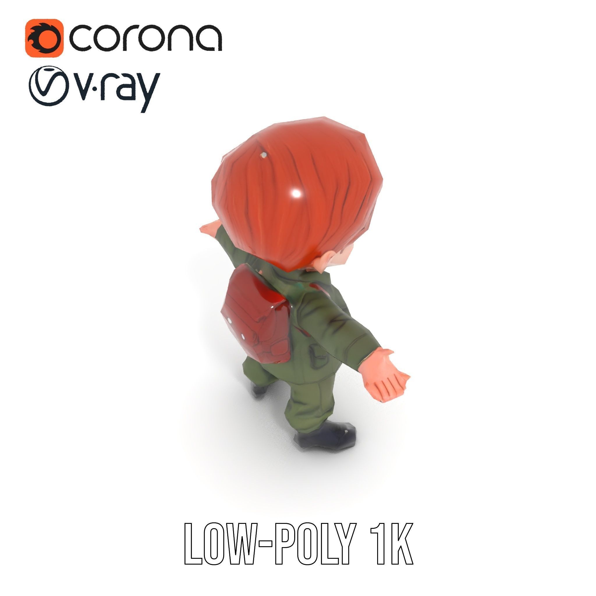 Young Soldier Character Rigged and Animated D Model Low-poly 3D model_16