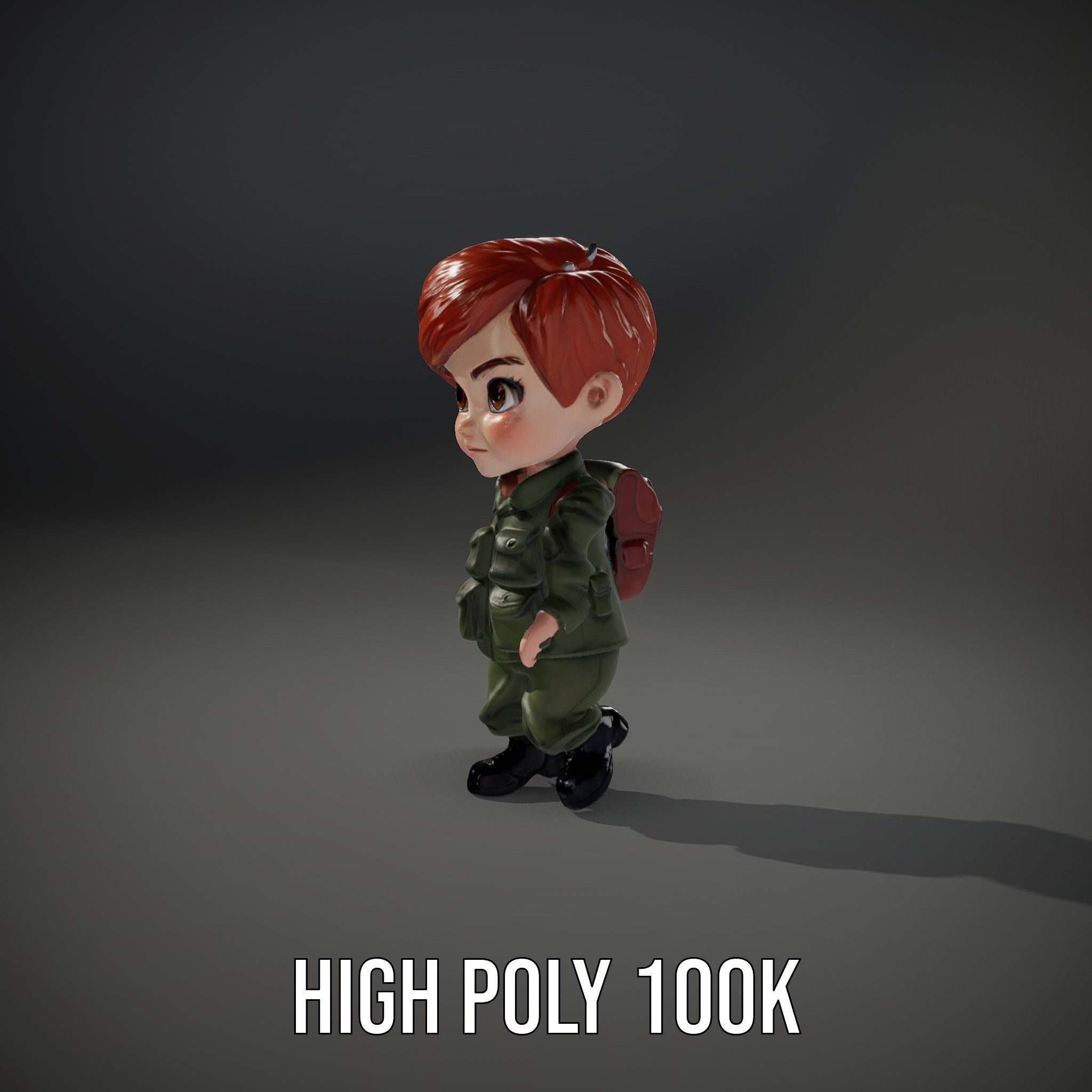 Young Soldier Character Rigged and Animated D Model Low-poly 3D model_12